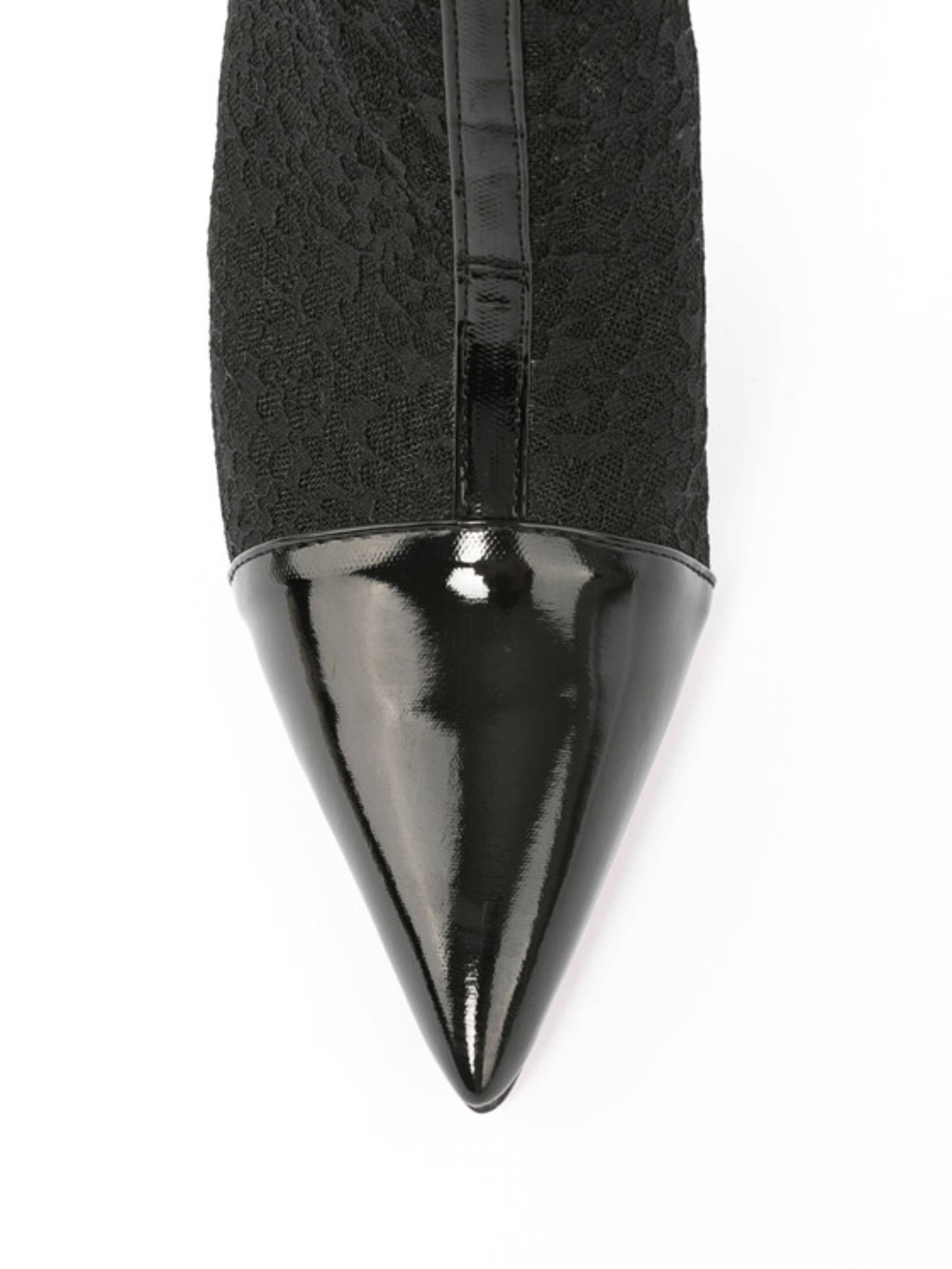 Women‘s Black Mesh Ankle Boots with High Heels