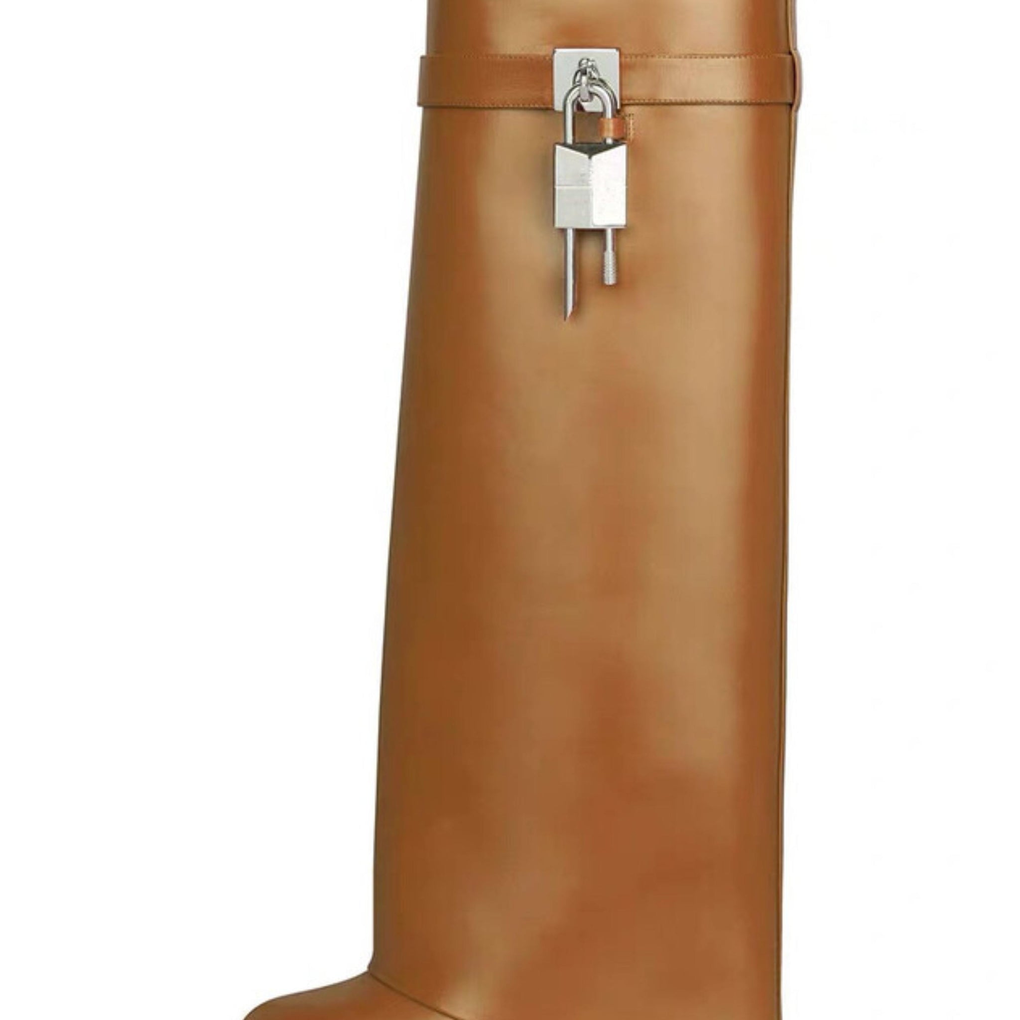 Brown Wedge Heels Knee-High Fold Over Boots