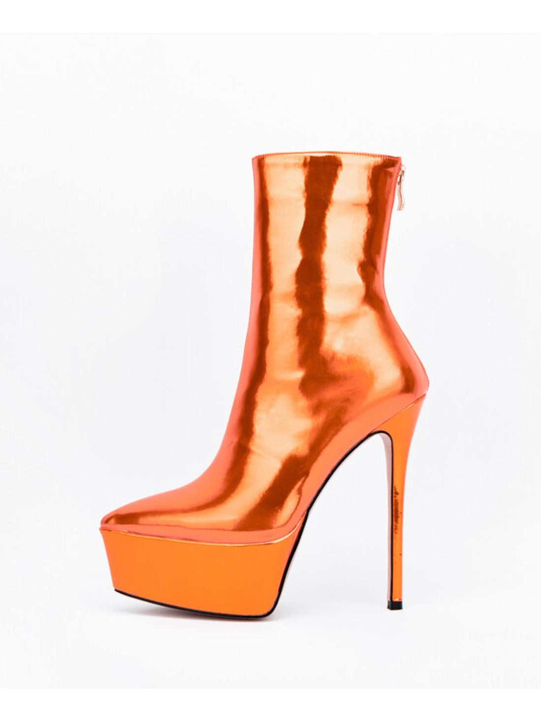 Vibrant Orange Platform Stiletto Heels Ankle Boots for Women