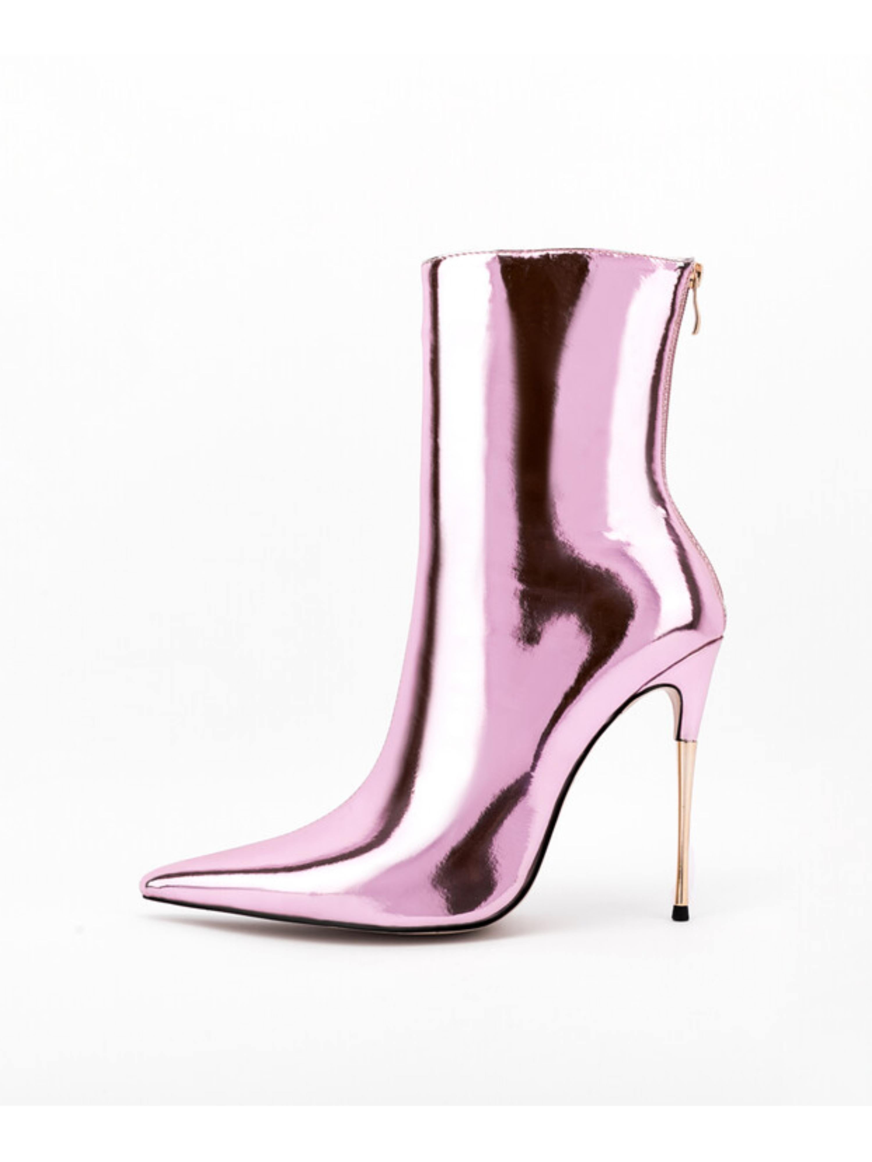 Chic Metallic Pink Stiletto Heeled Short Boots for Women