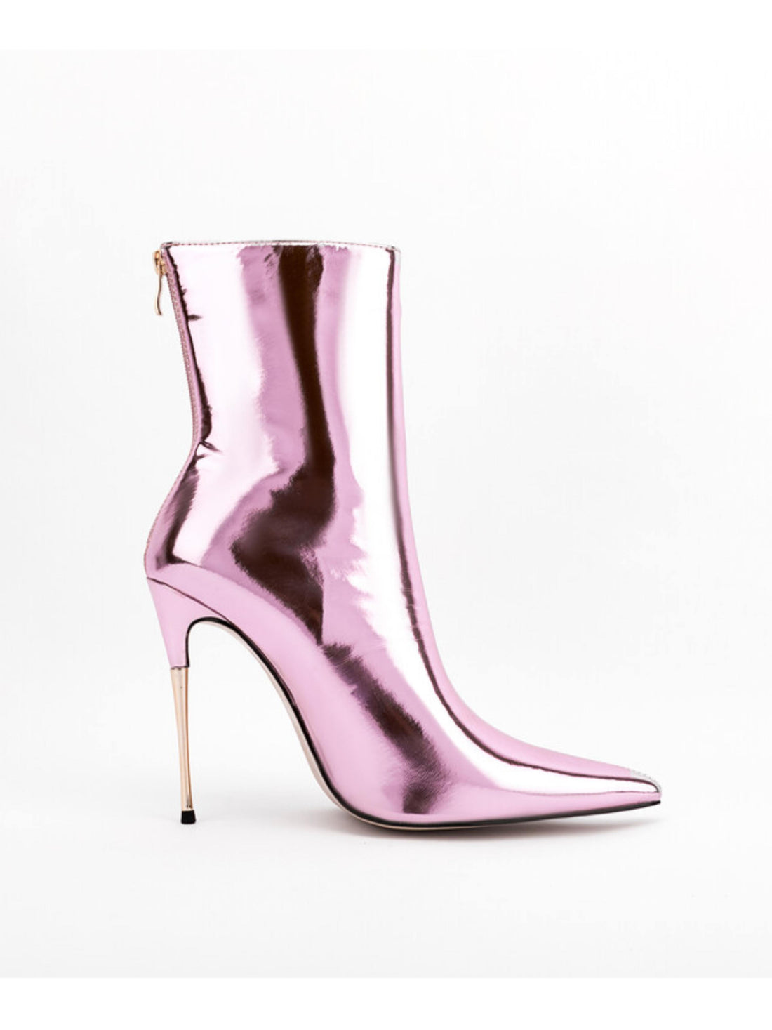 Chic Metallic Pink Stiletto Heeled Short Boots for Women