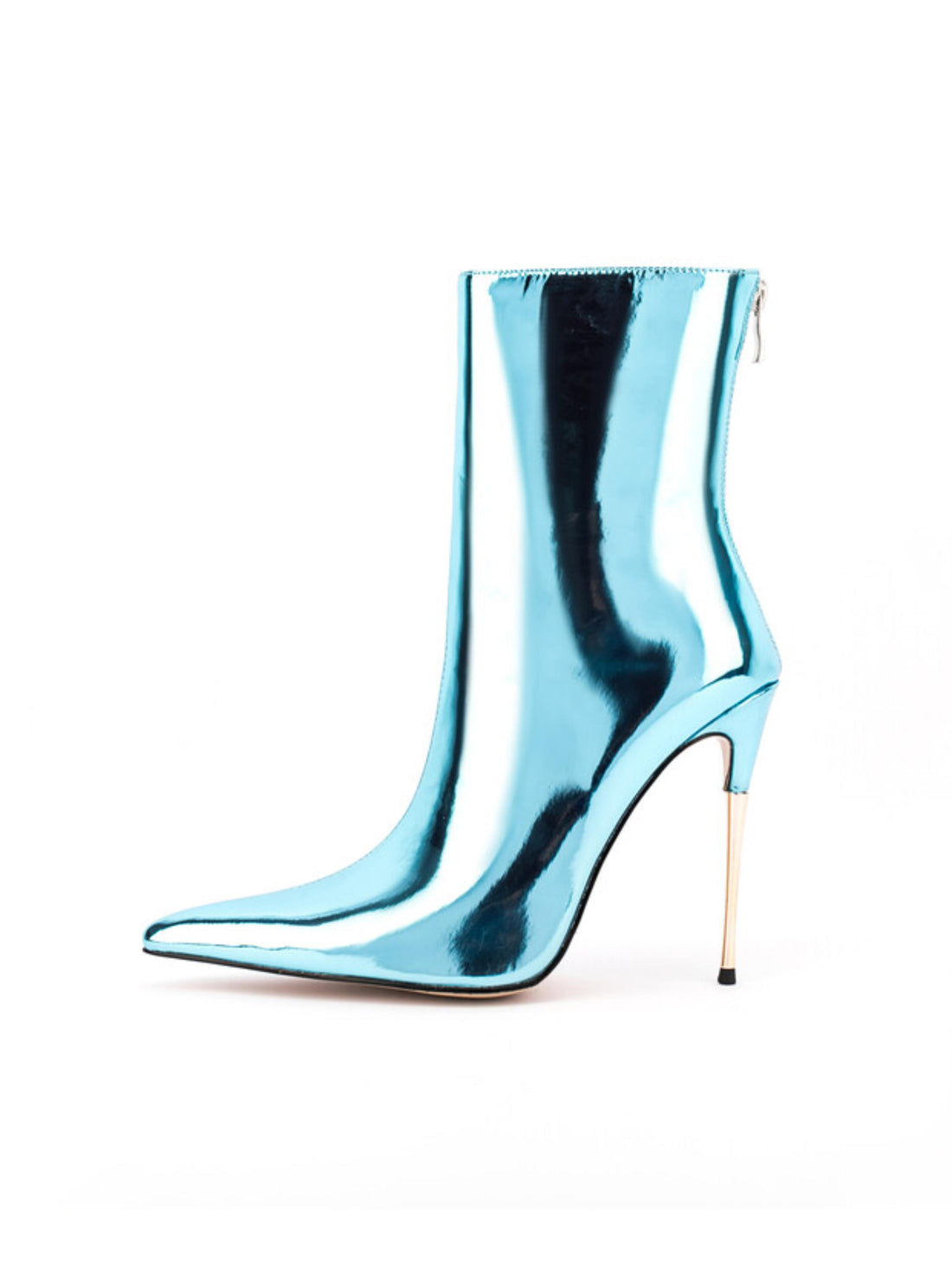 Light Blue Mirror Finish Stilettos Ankle Boots for Women