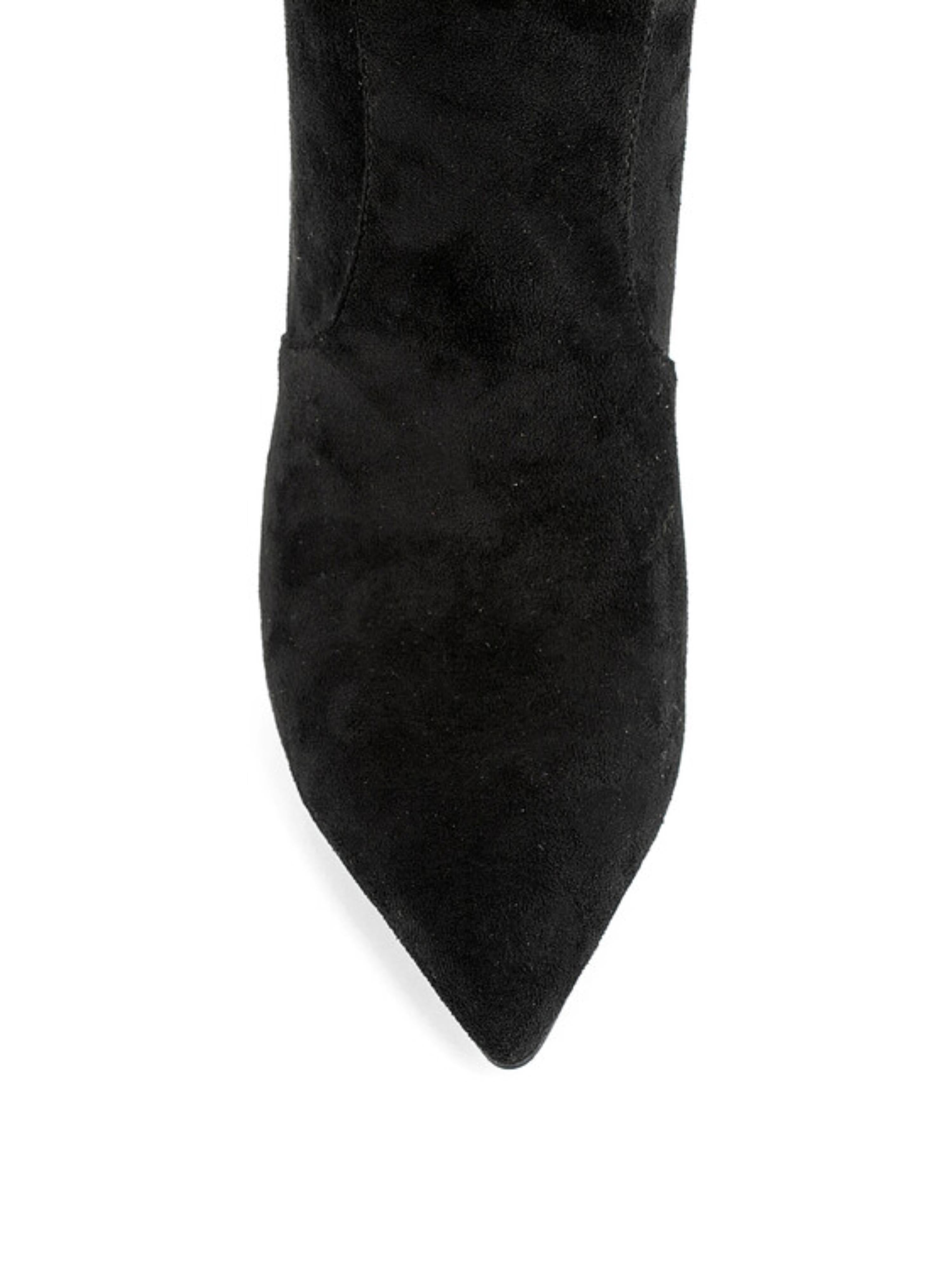 Black Slip-On Slouchy Knee-High Heeled Boots for Women