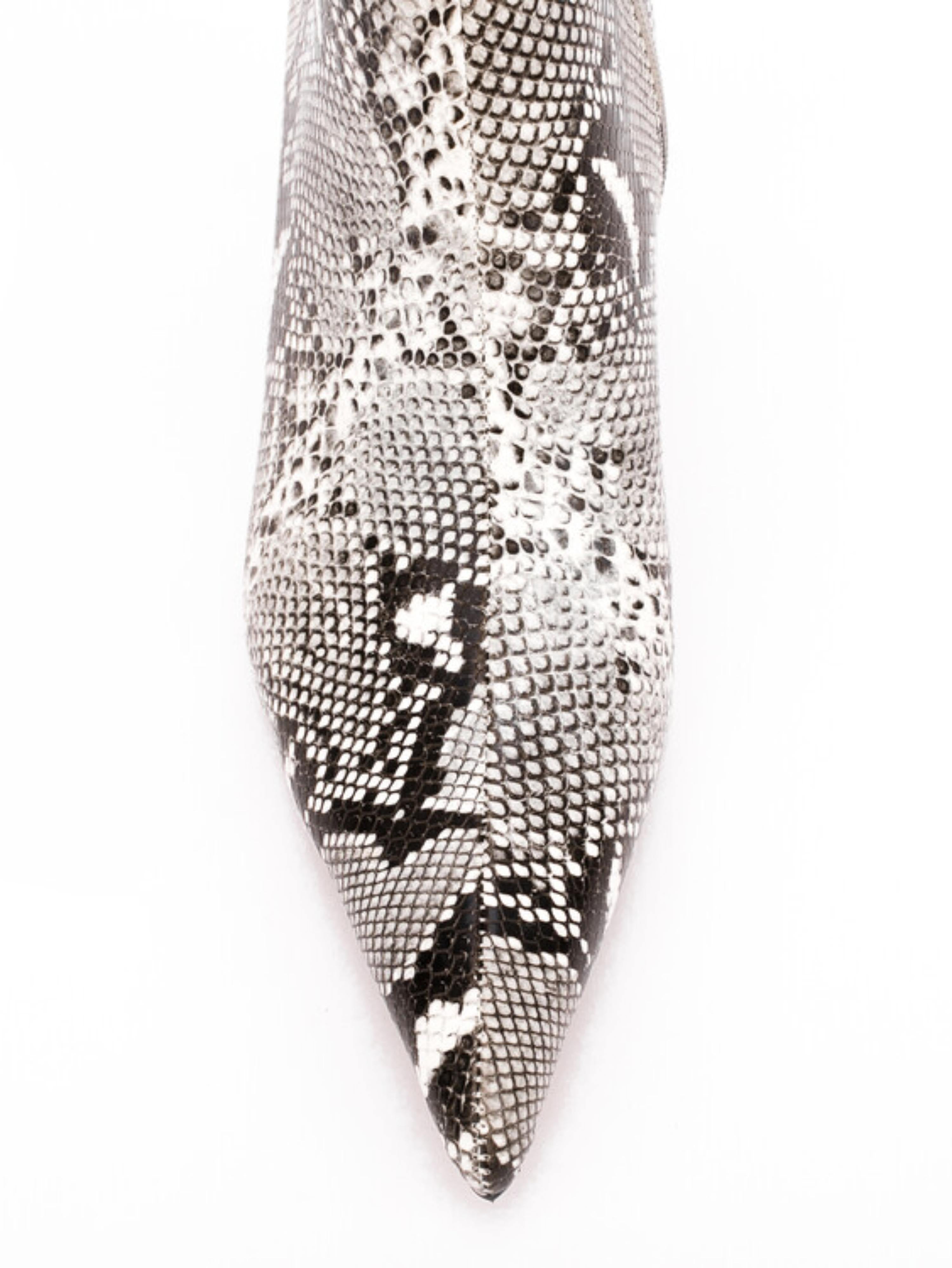 Black and Grey Snake Print Heeled Ankle Boots for Women