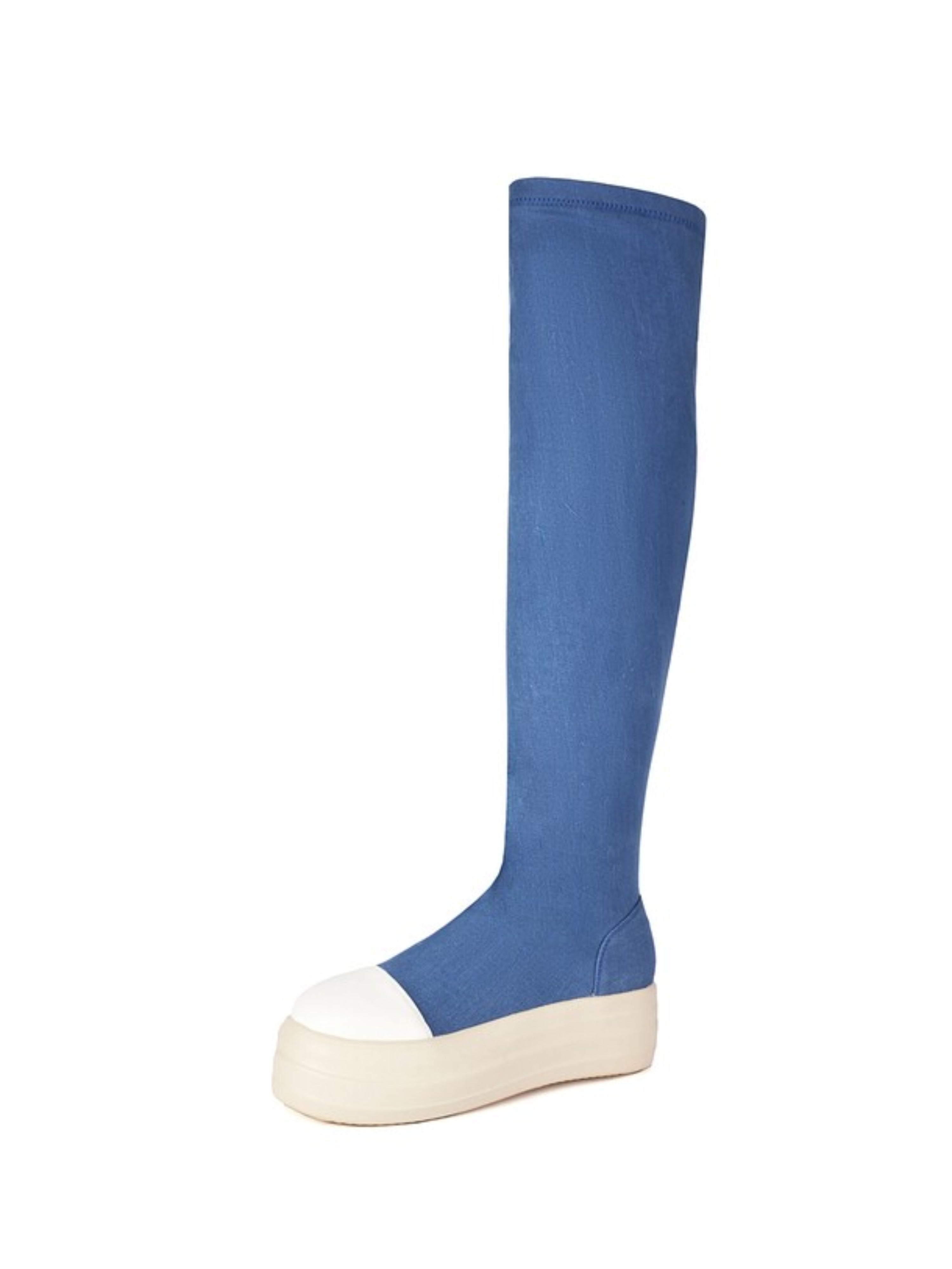 Blue Slip-On Over-The-Knee Boots for Women
