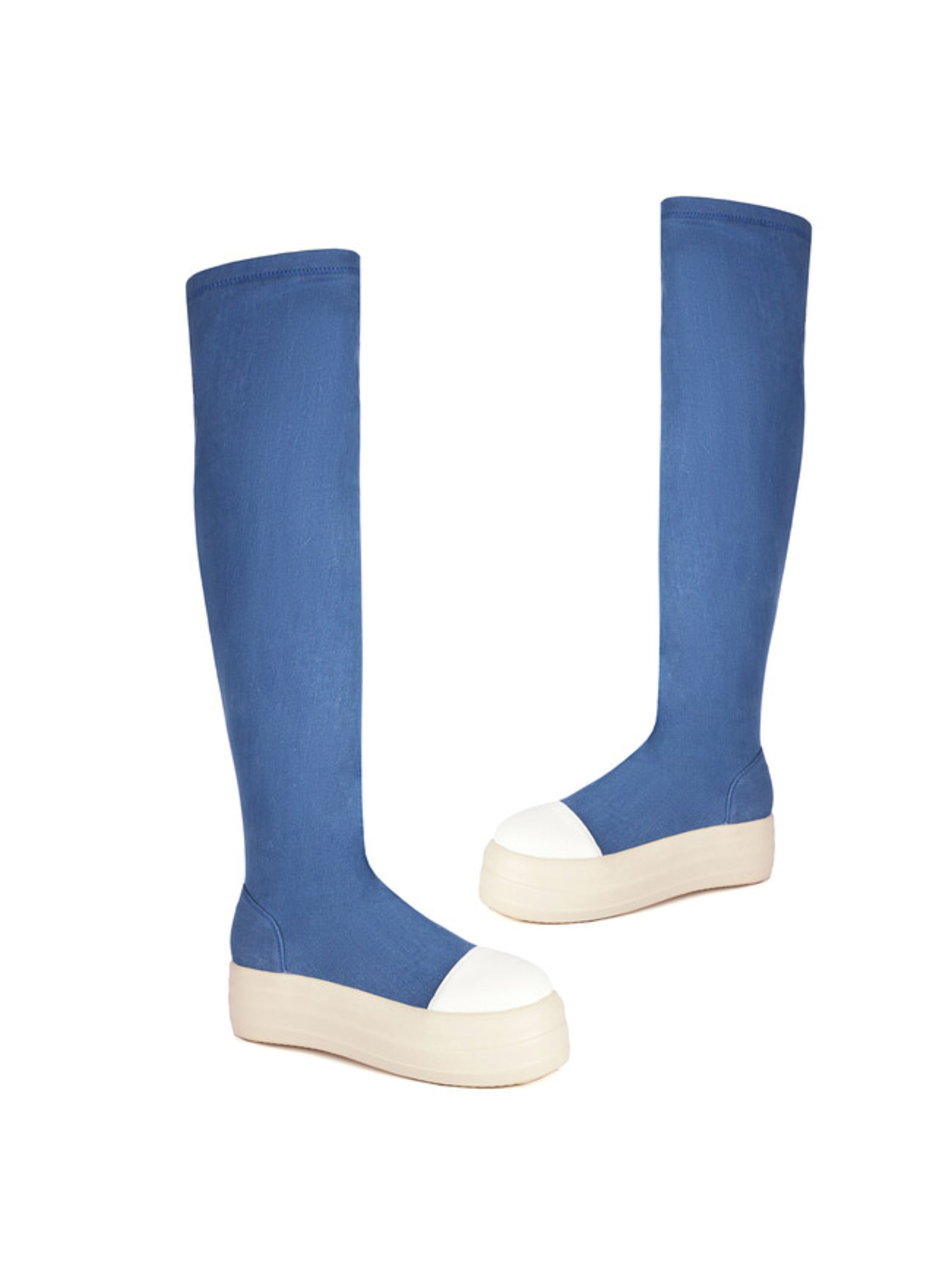 Blue Slip-On Over-The-Knee Boots for Women