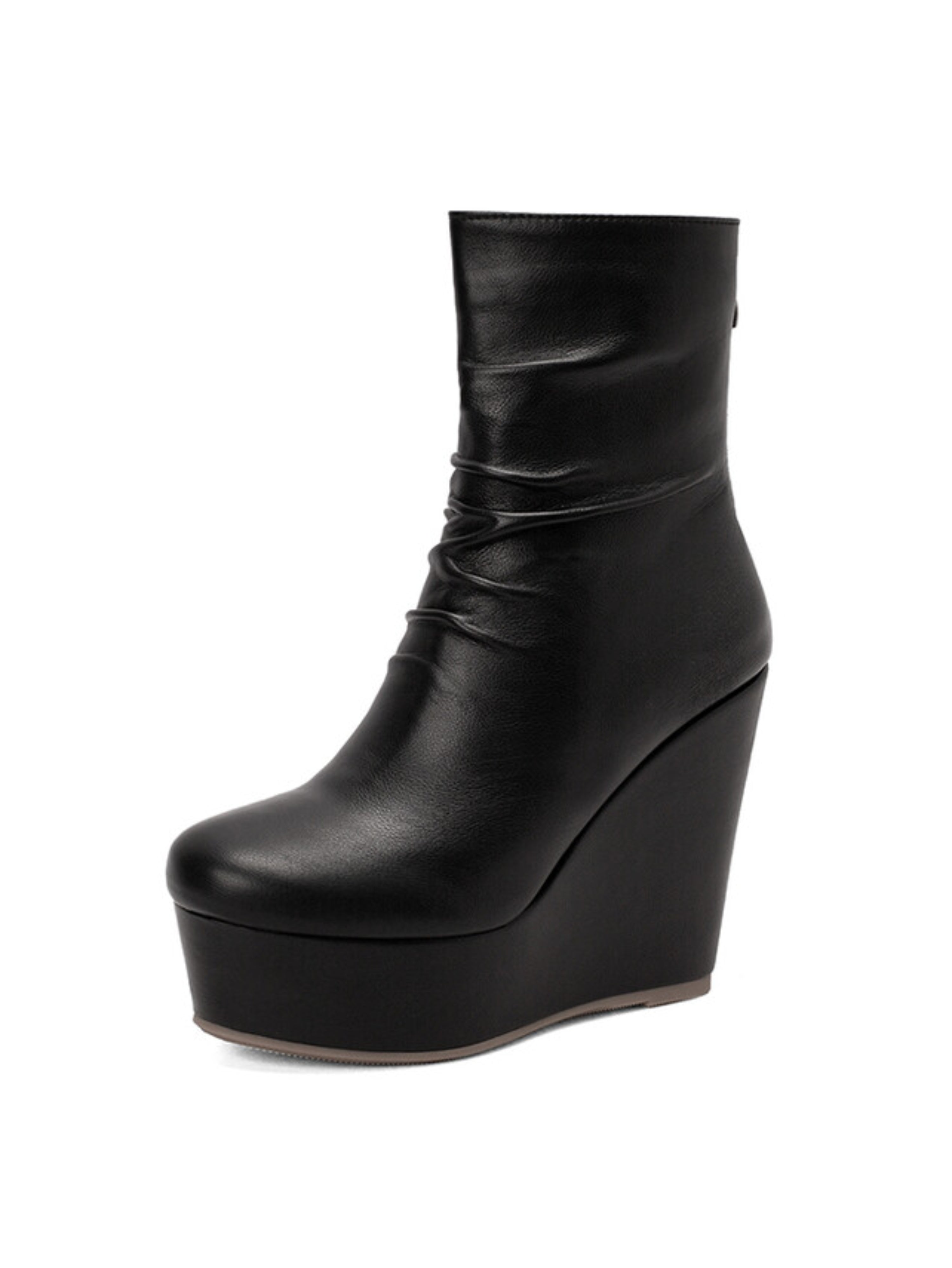 Black Round Toe Women's Ankle Boots
