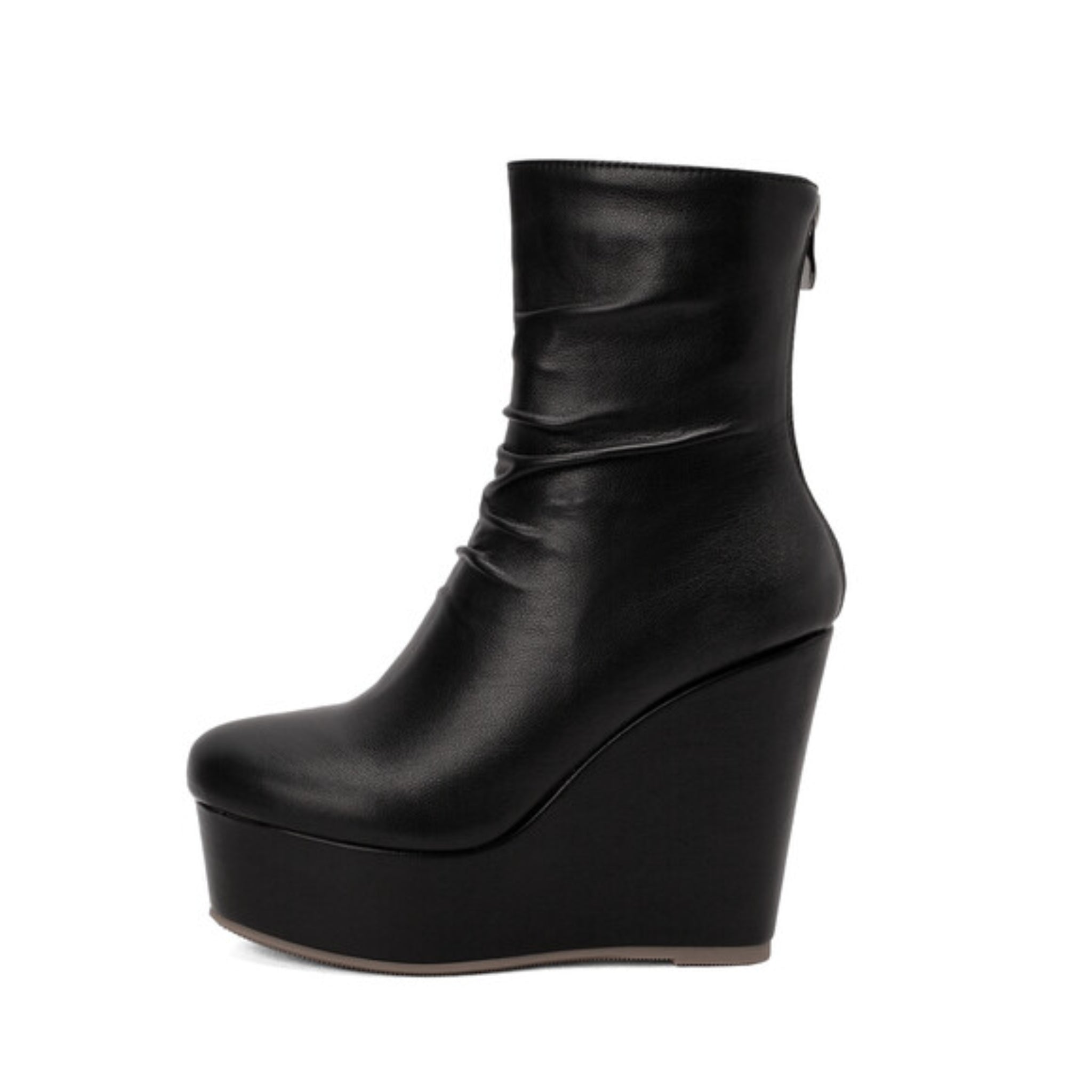 Black Round Toe Women's Ankle Boots