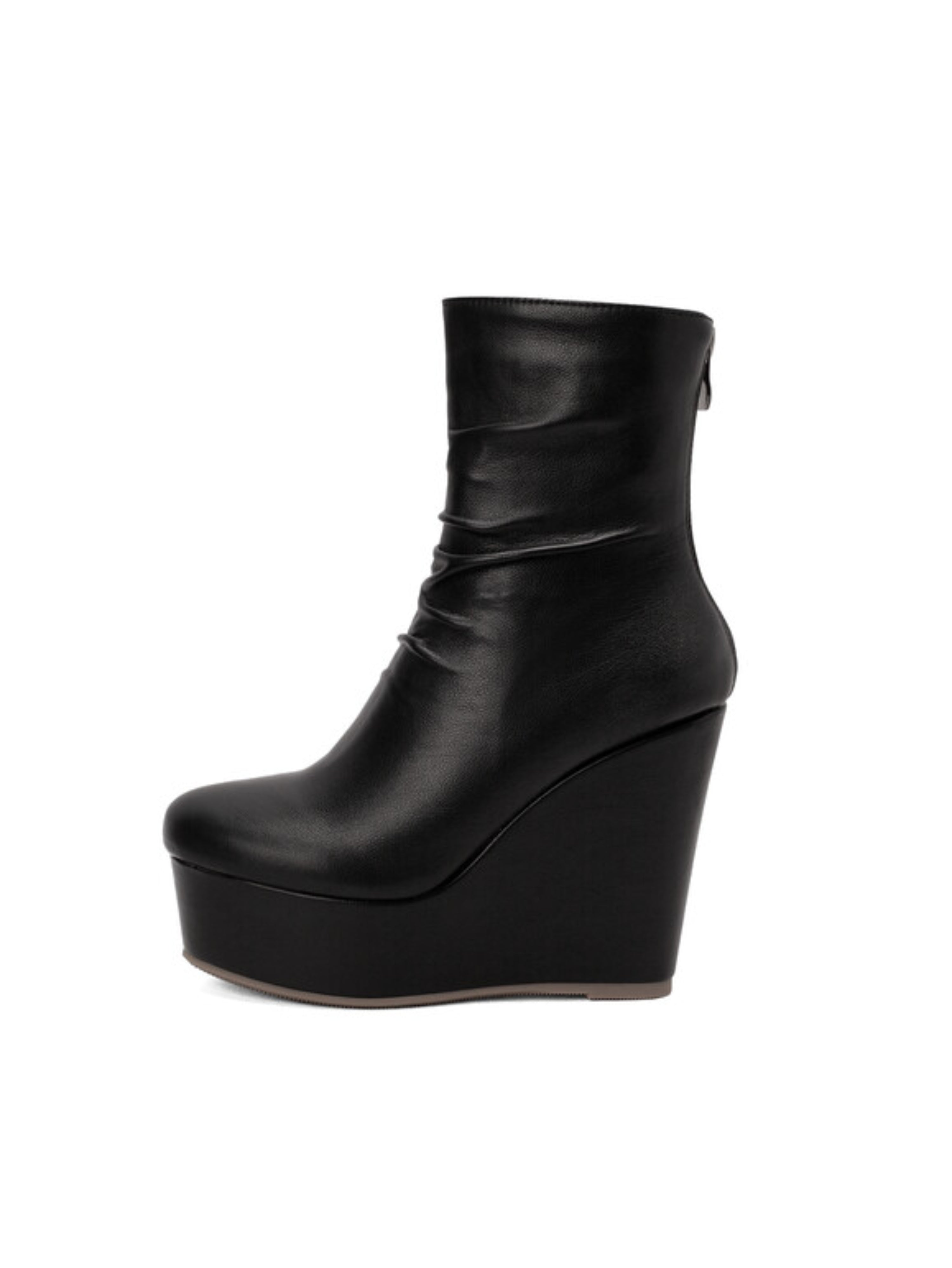 Black Round Toe Women's Ankle Boots