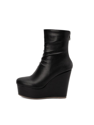 Black Round Toe Women's Ankle Boots