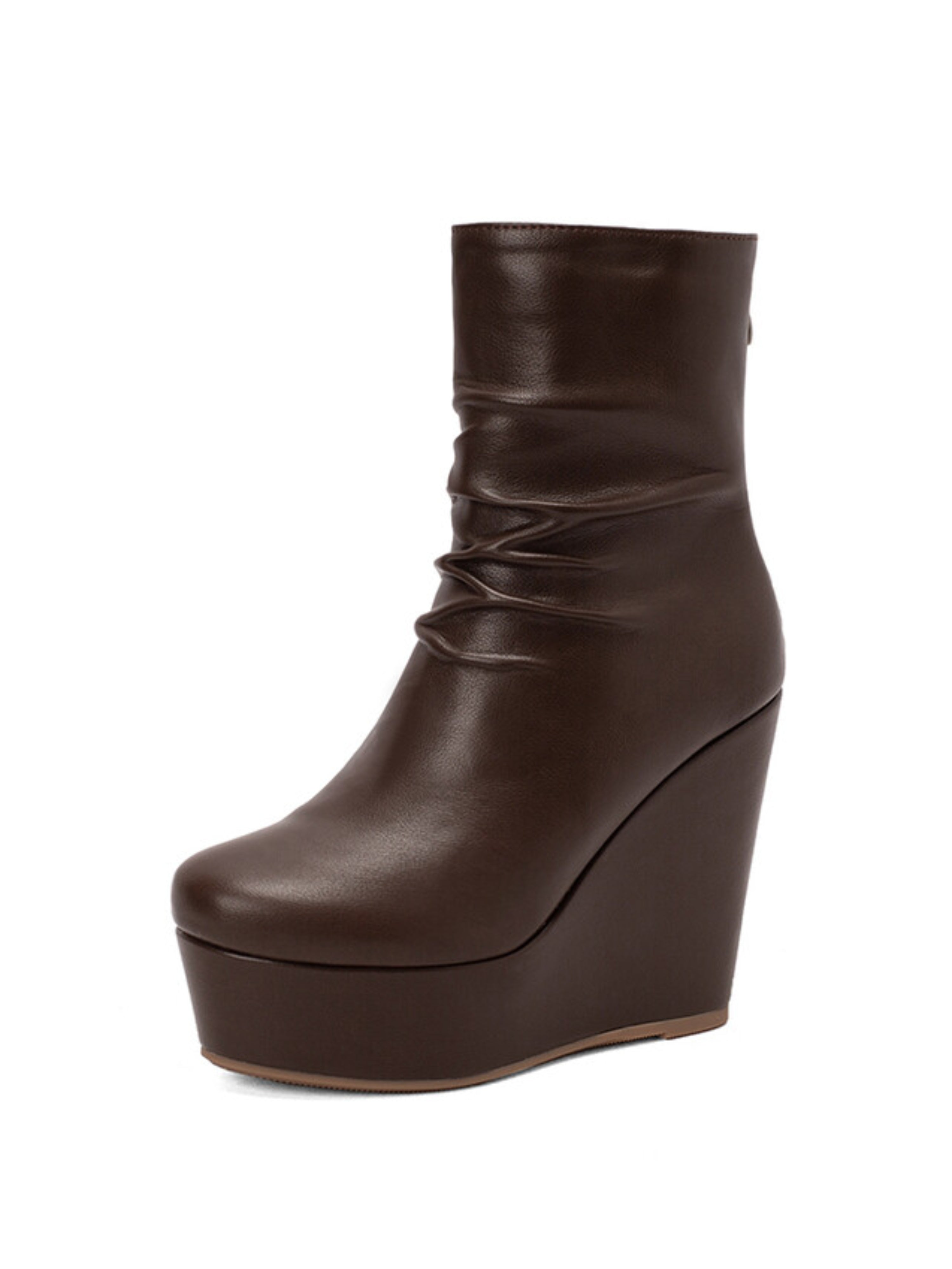 Brown Womens's Short Booties with Platform Heels