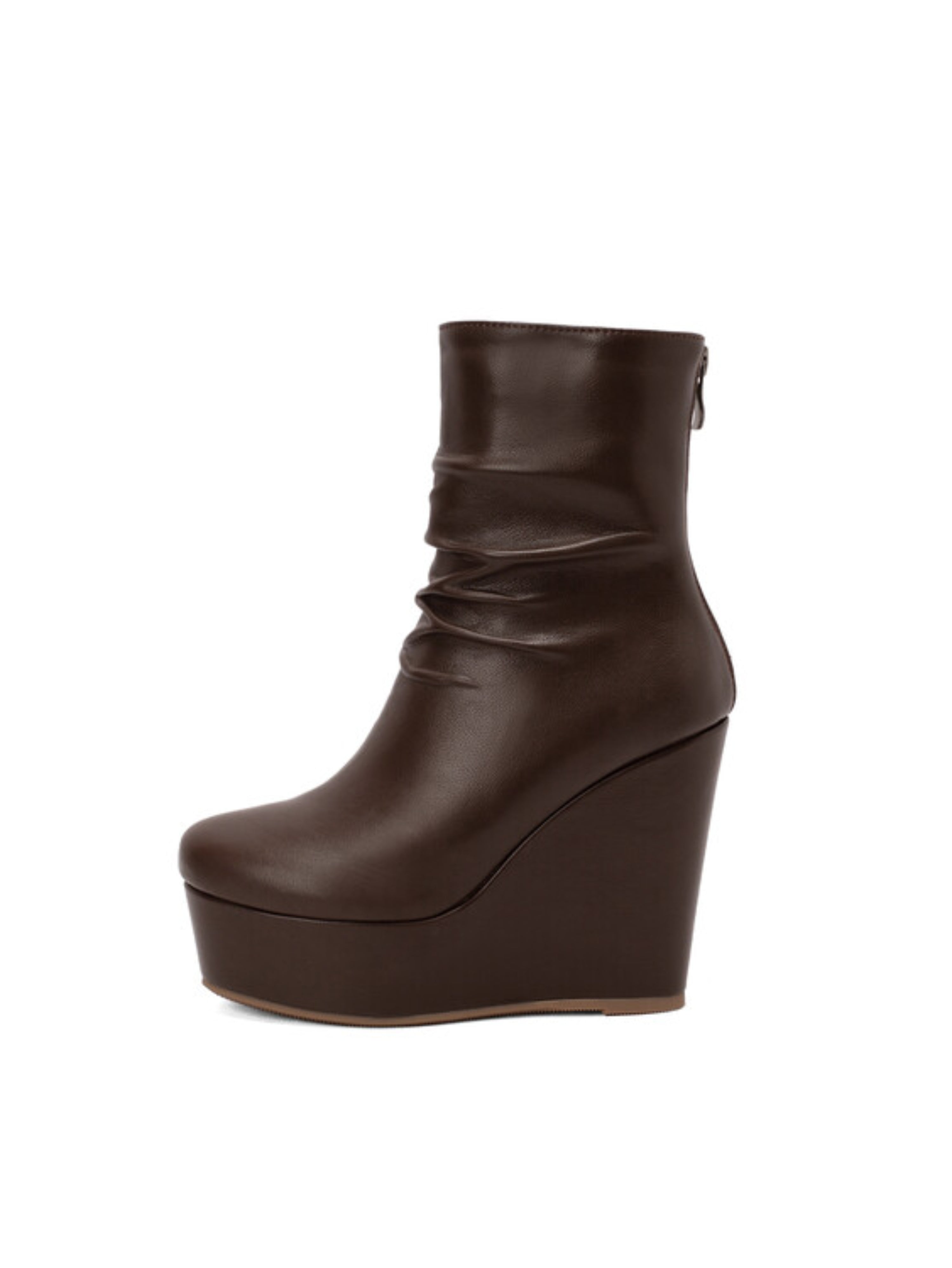 Brown Womens's Short Booties with Platform Heels