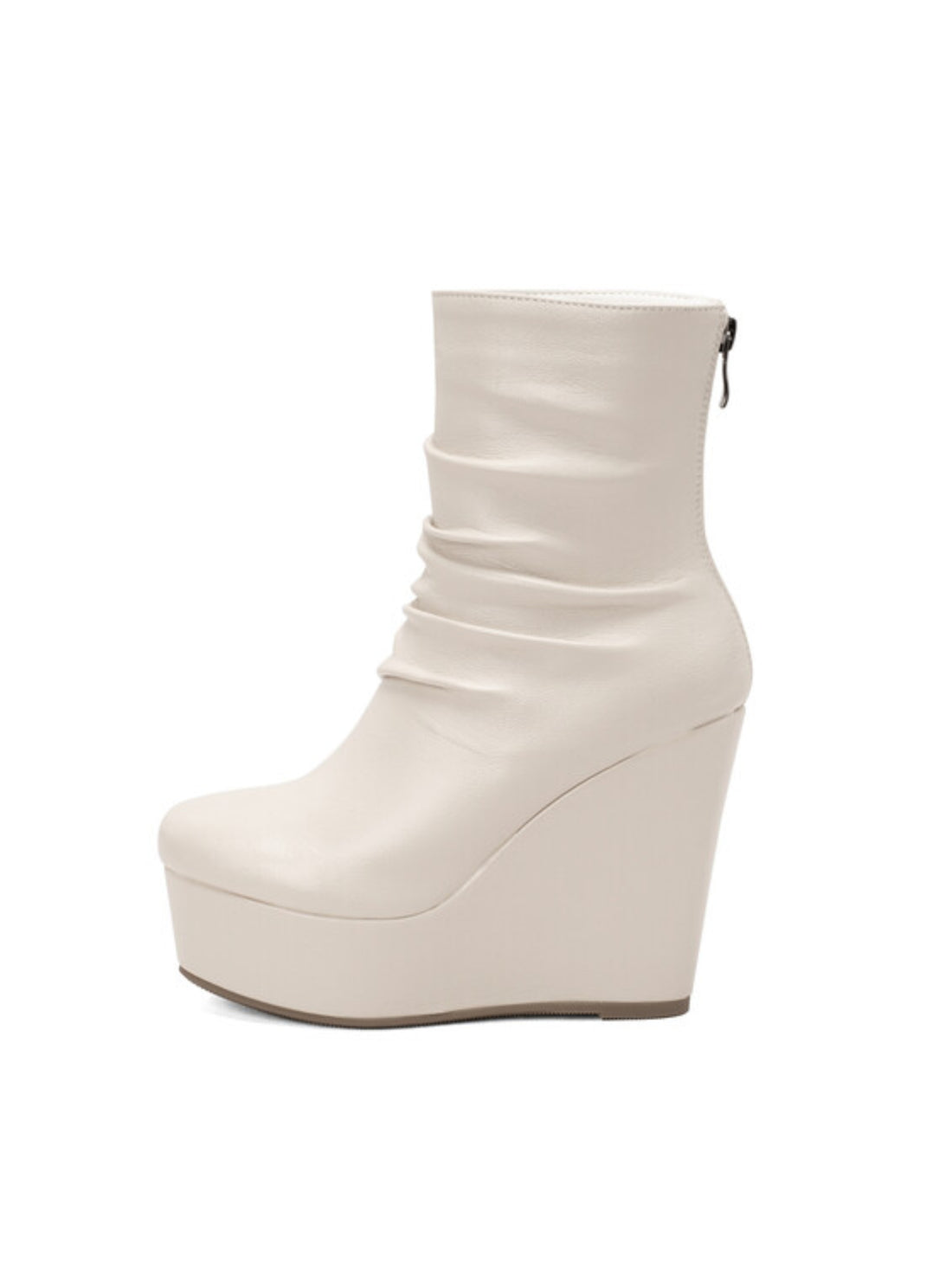 Ivory Wedge Platform Ankle Boots for Women