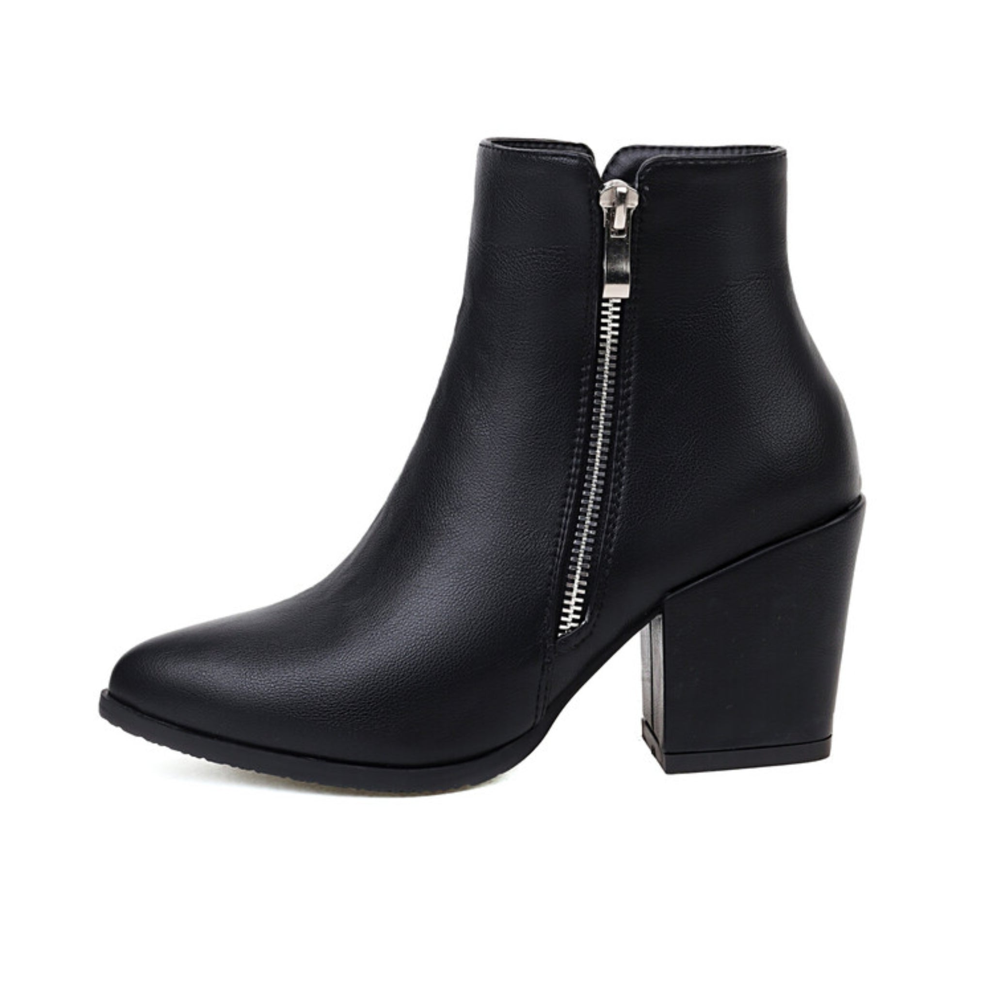 Women's Elegant Black Pointed Toe Ankle Short Booties