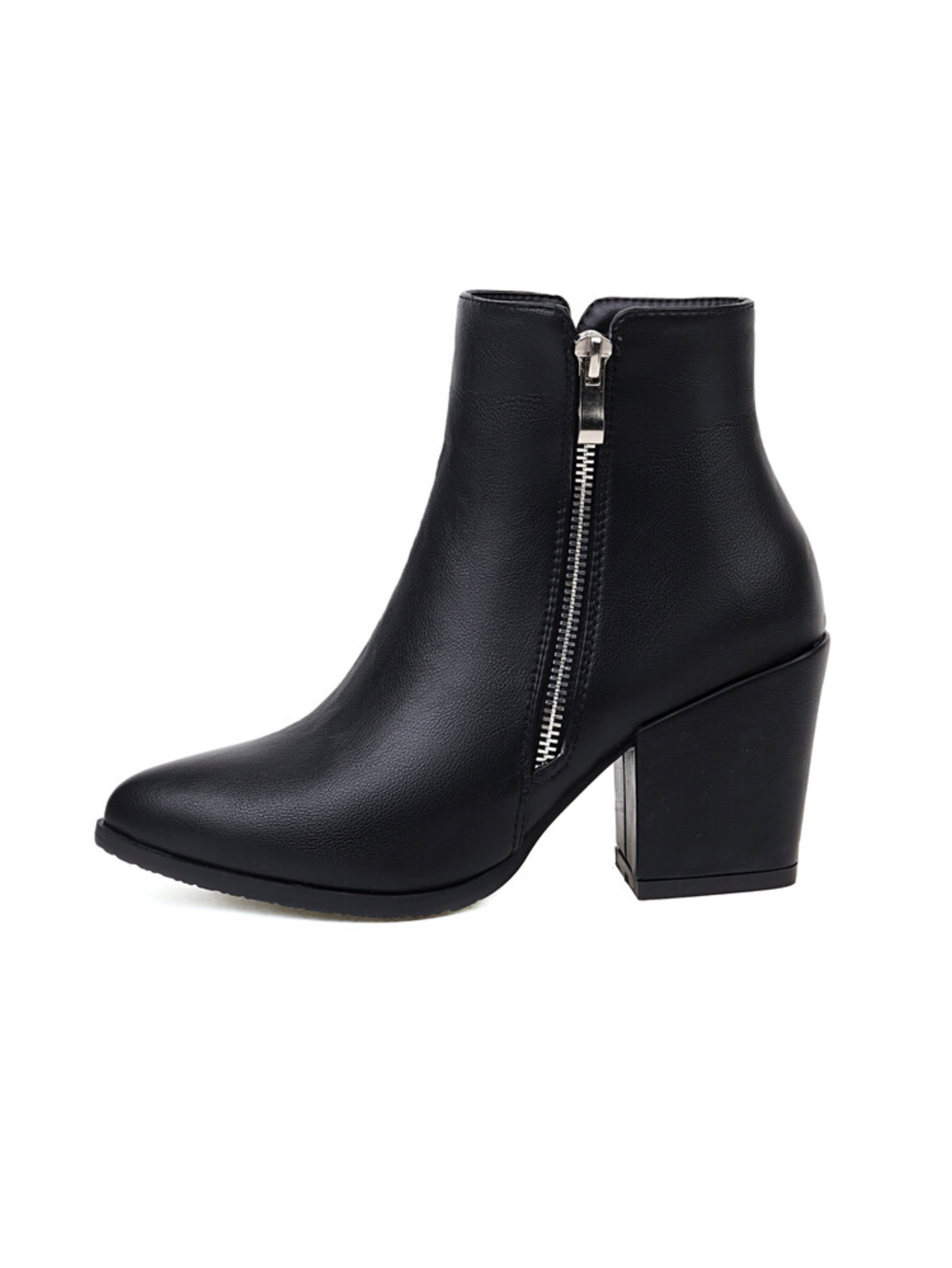 Women's Elegant Black Pointed Toe Ankle Short Booties