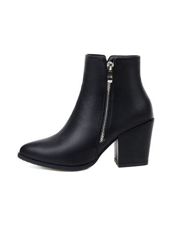 Women's Elegant Black Pointed Toe Ankle Short Booties