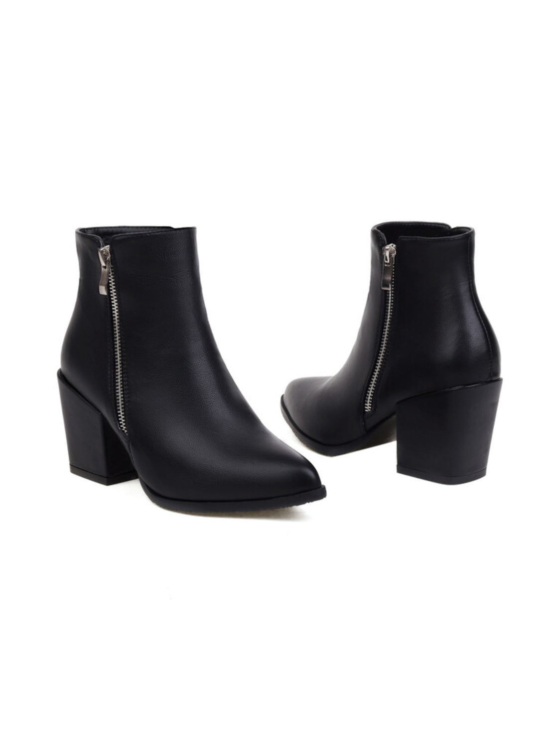 Women's Elegant Black Pointed Toe Ankle Short Booties