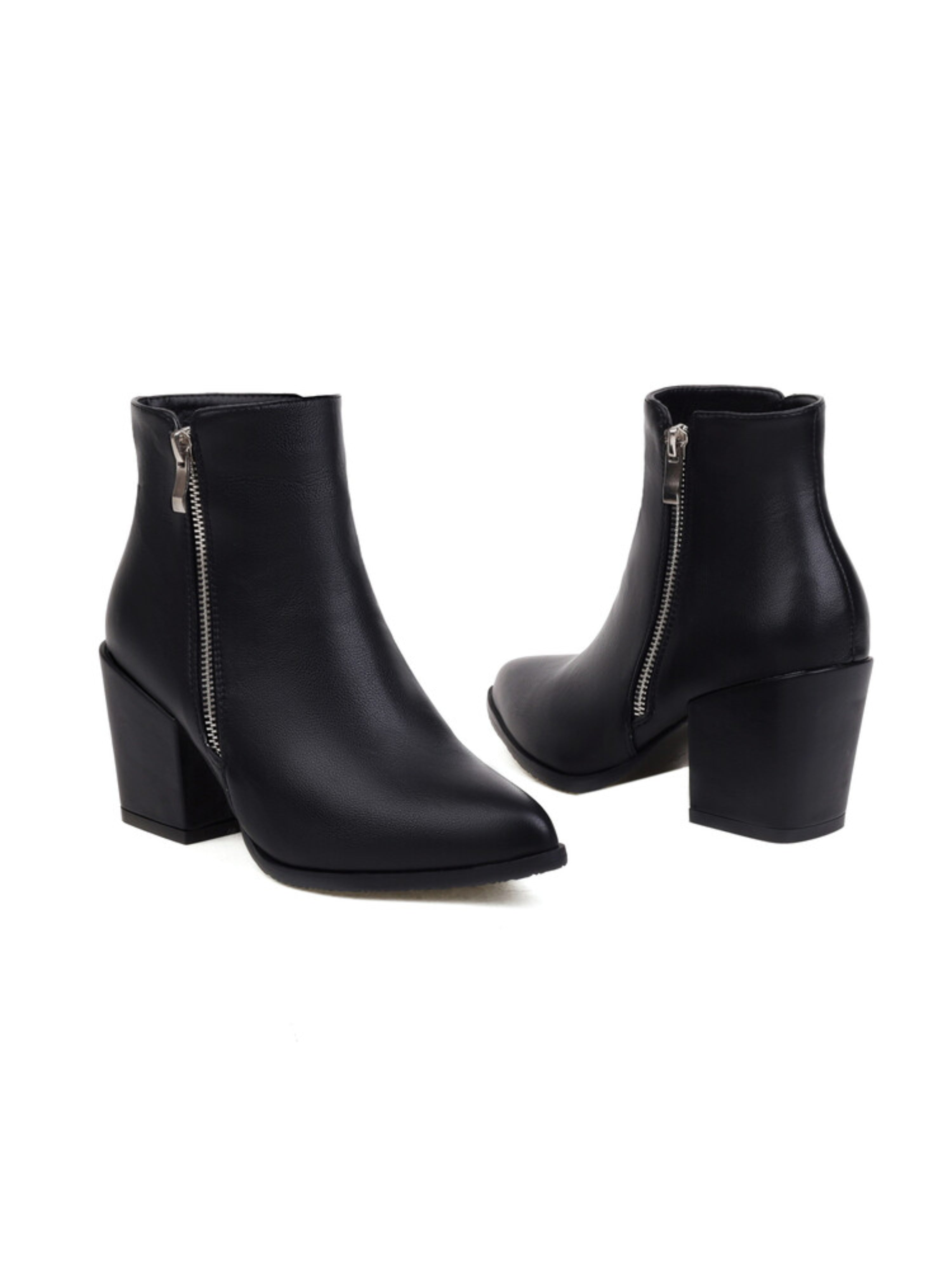 Women's Elegant Black Pointed Toe Ankle Short Booties