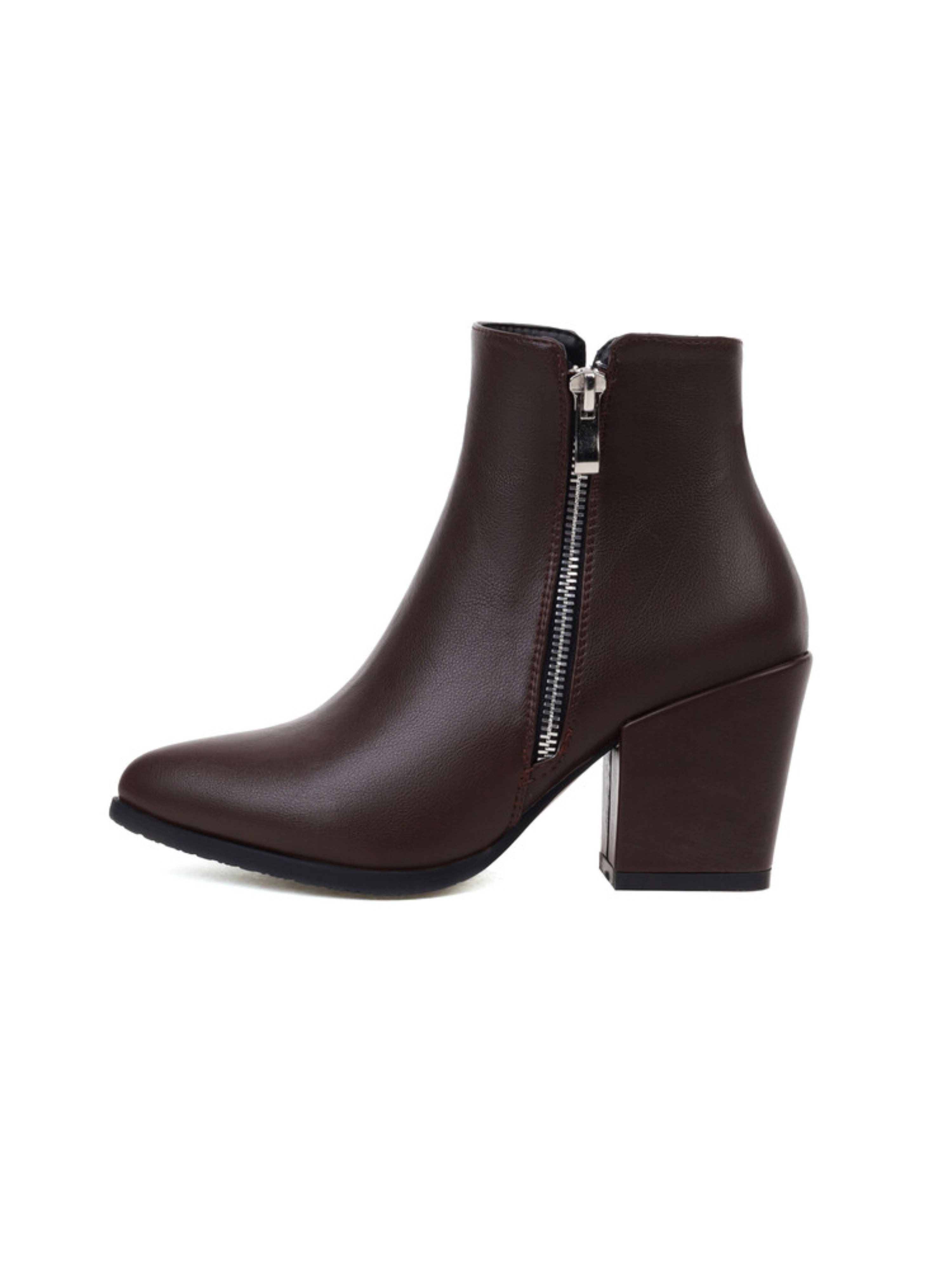 Classic Chocolate Brown Mid-Heel Ankle Boots for Women
