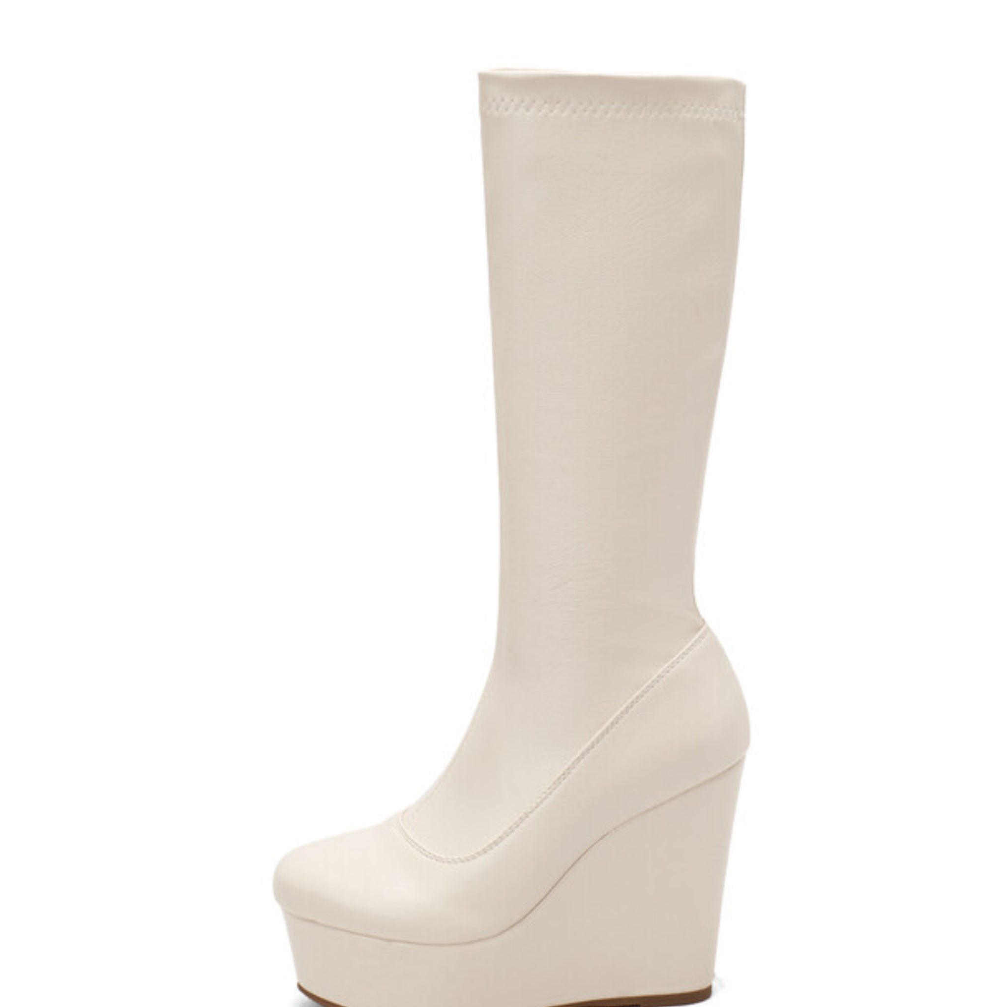 White Wedge High Heeled Women's Tall Boots