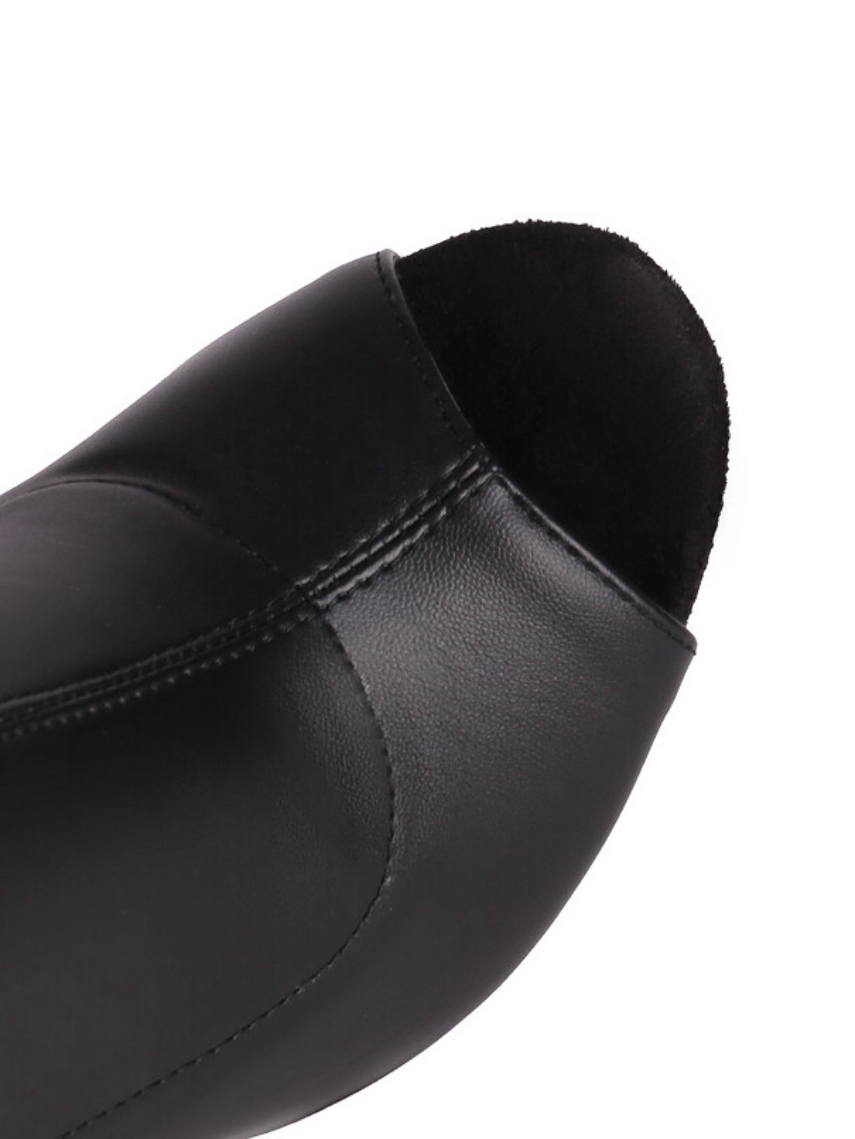 Black Peep Toe High-Heel Knee-High Boots for Women