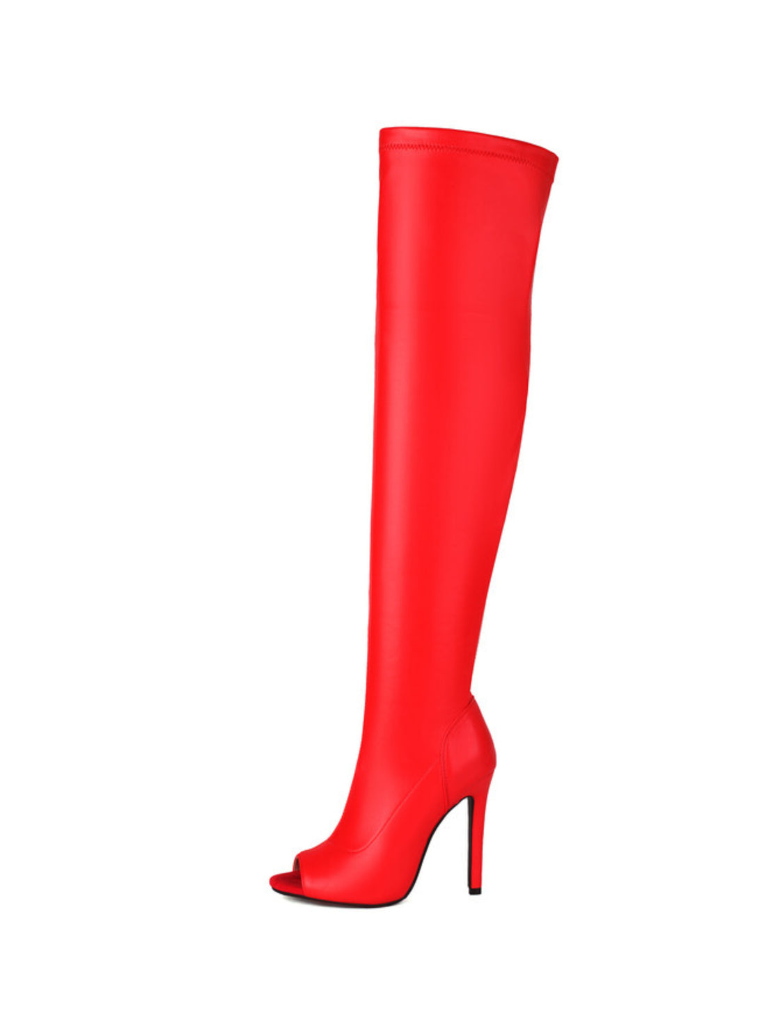 Women's Red Over-the-Knee High Heel Peep Toe Boots