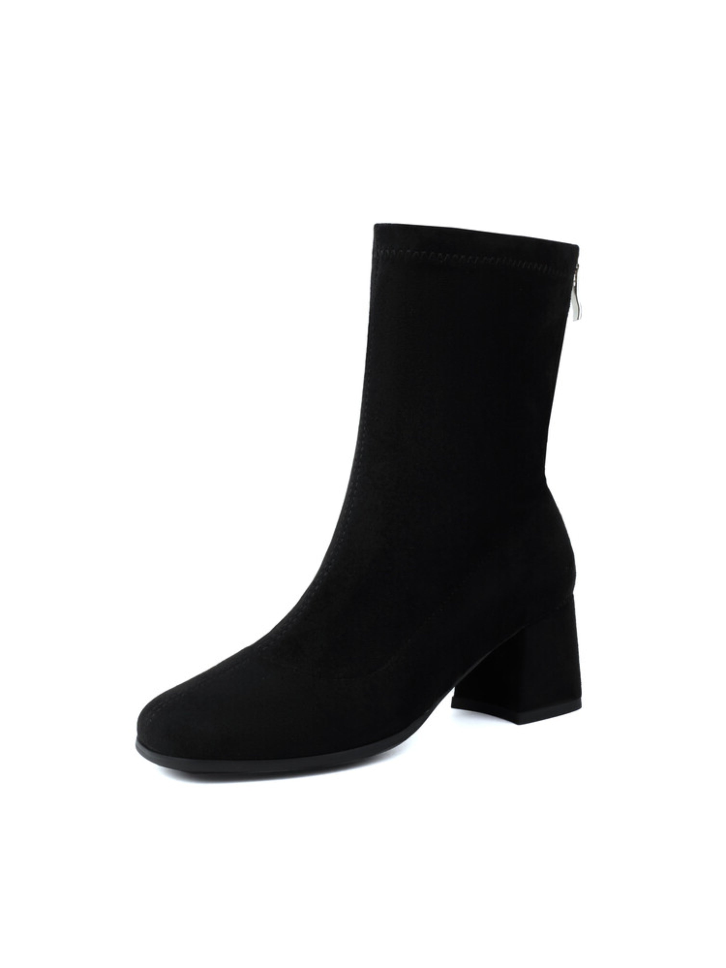 Classic Black Block Heel Ankle Boots for Women