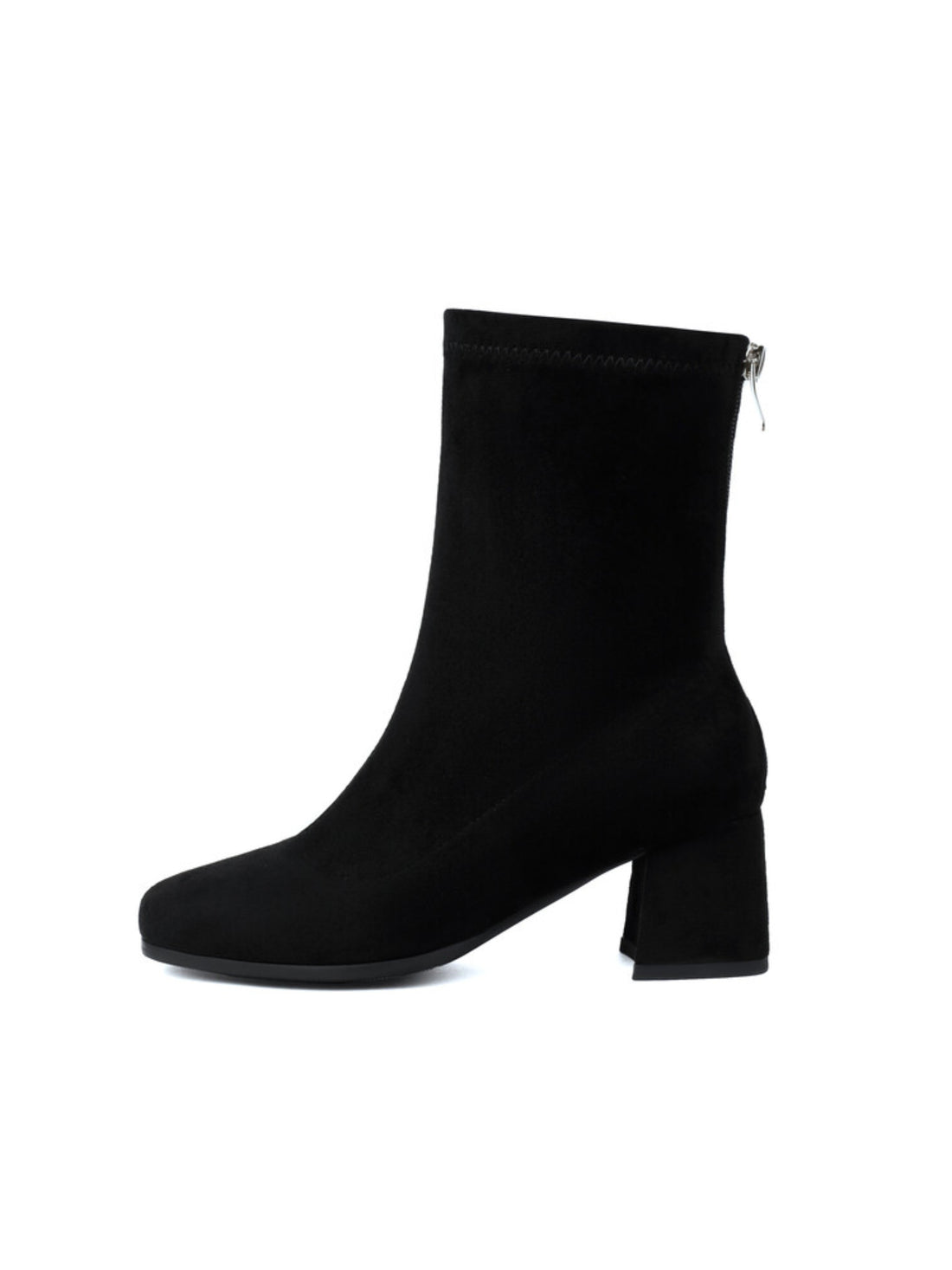 Classic Black Block Heel Ankle Boots for Women
