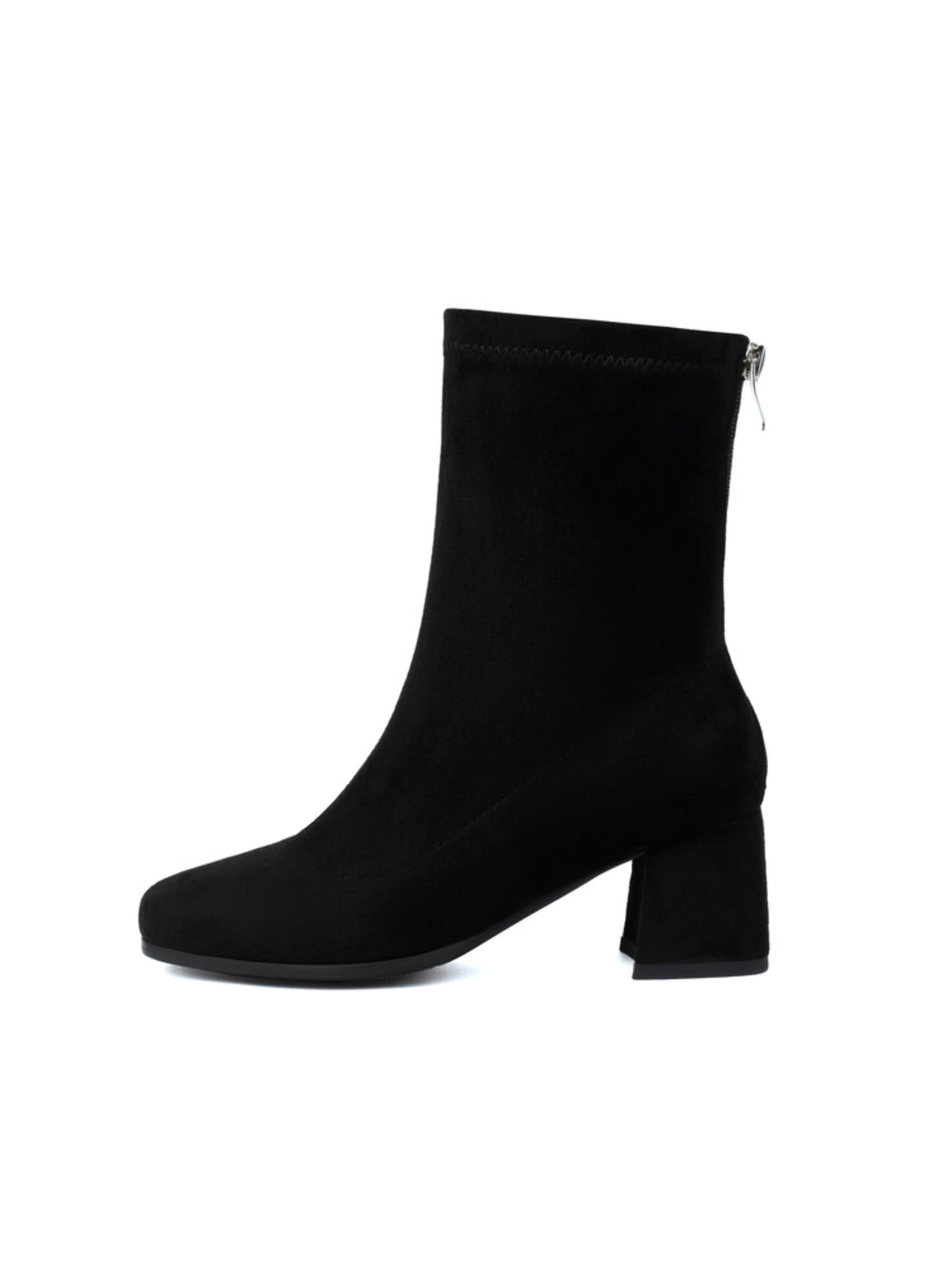 Classic Black Block Heel Ankle Boots for Women