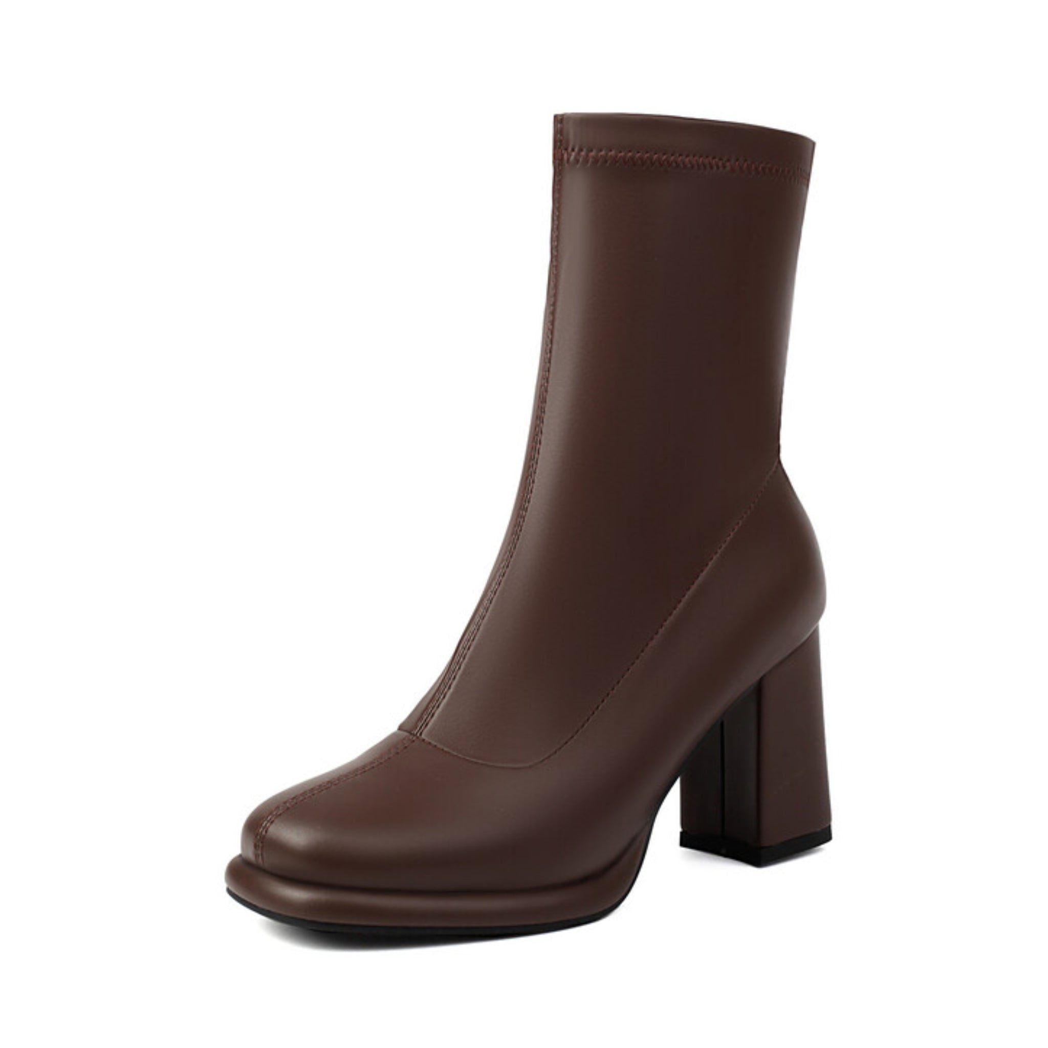 Chocolate Brown High-Heel Ankle Boots for Women