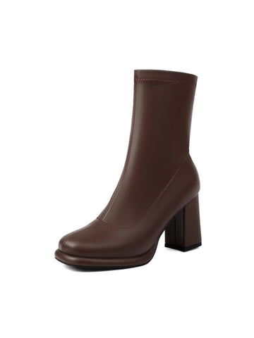 Chocolate Brown High-Heel Ankle Boots for Women