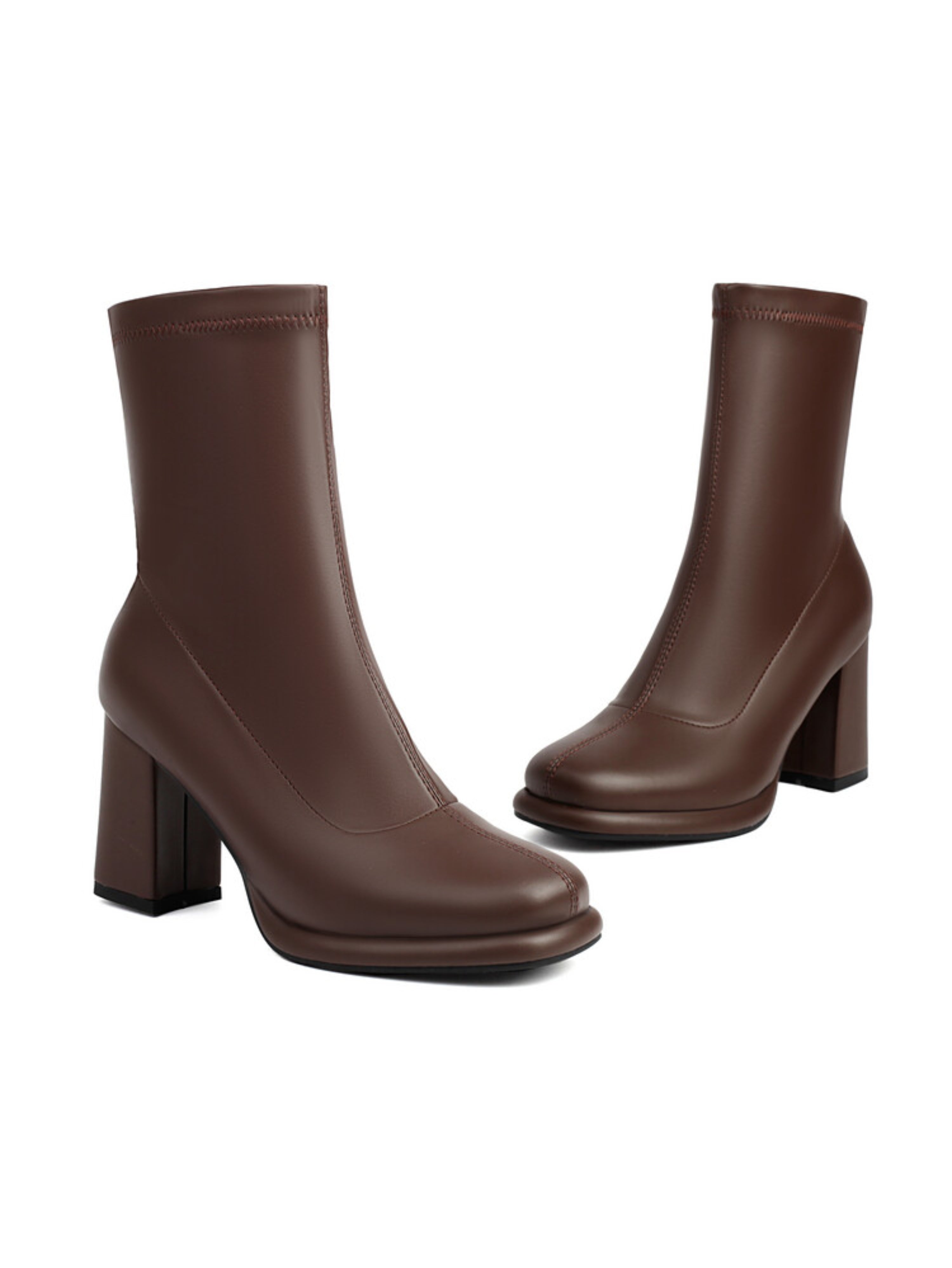 Chocolate Brown High-Heel Ankle Boots for Women
