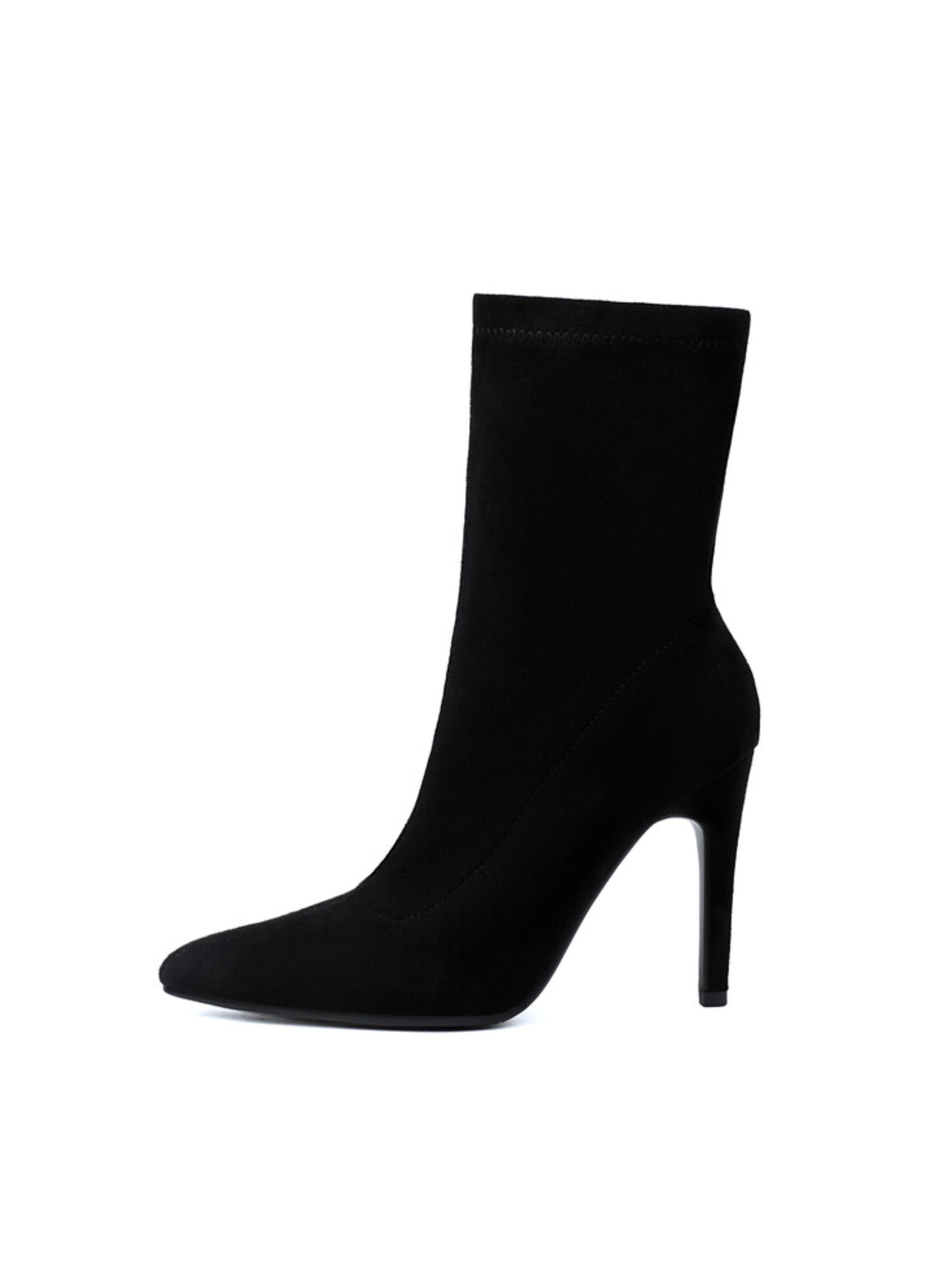 Black Pointed Toe Women's Ankle Sock Boots with Heels