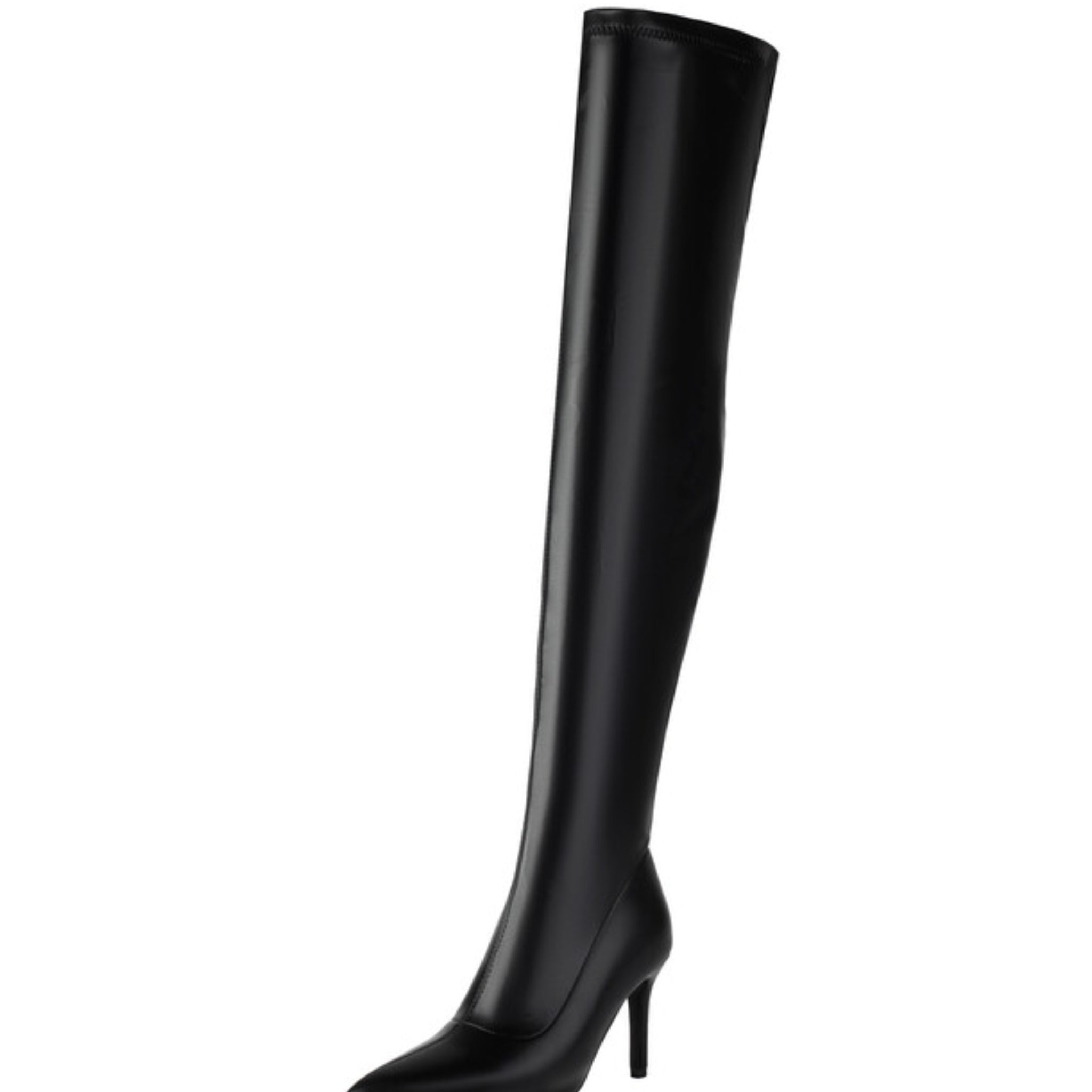Black Stiletto High Heels Thigh High Boots Pointed Toe