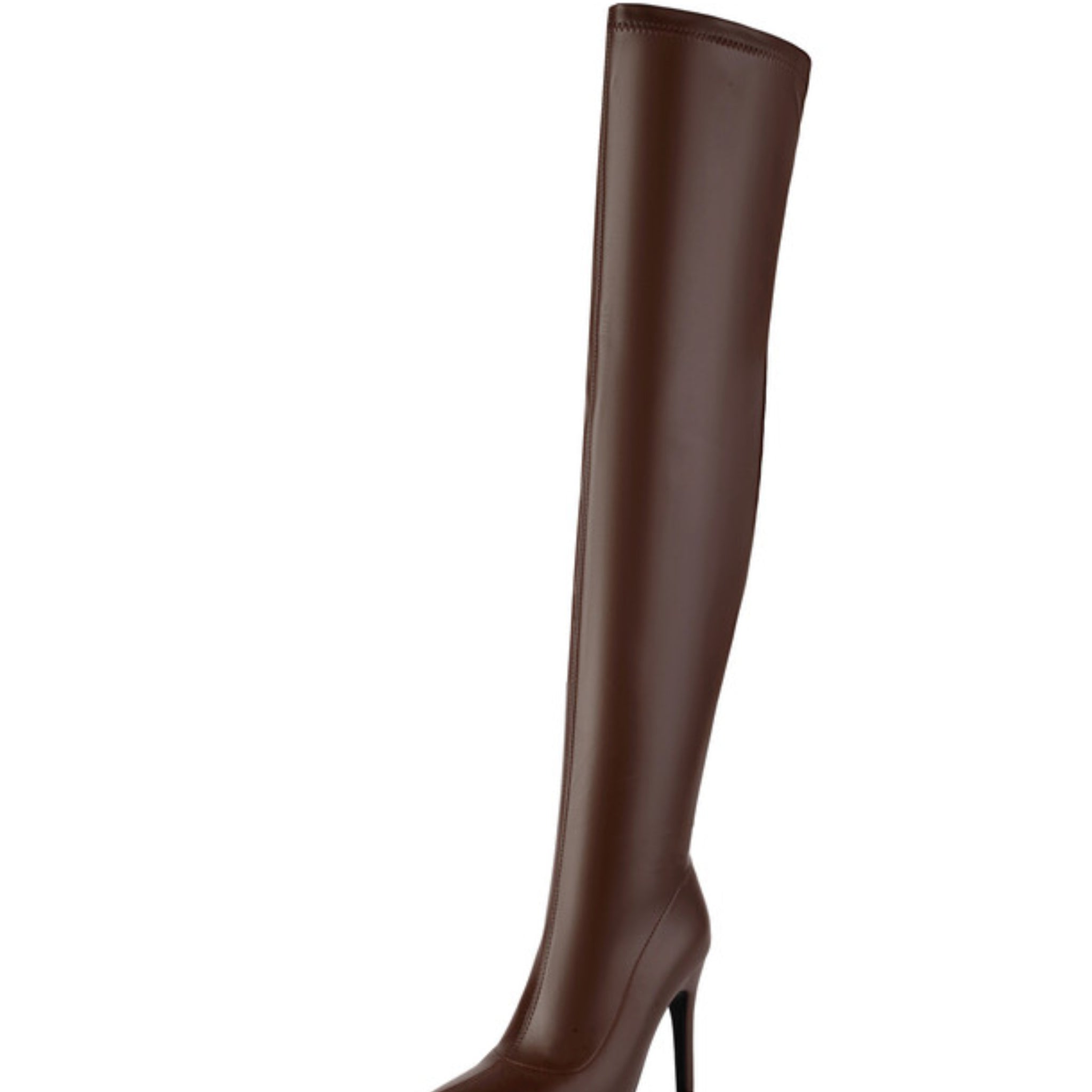 Brown Pointed Toe Heeled Over-The-Knee Fashion Boots for Women