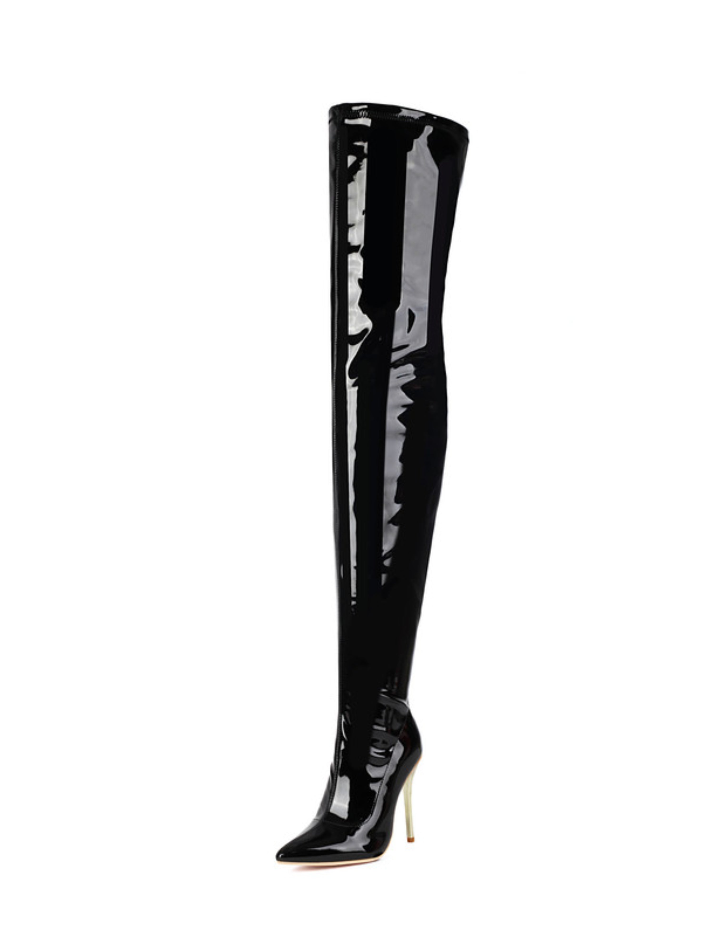 Black Pointed Toe Over-The-Knee Boots Women
