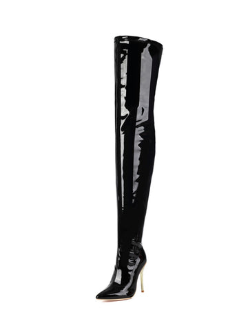Black Pointed Toe Over-The-Knee Boots Women