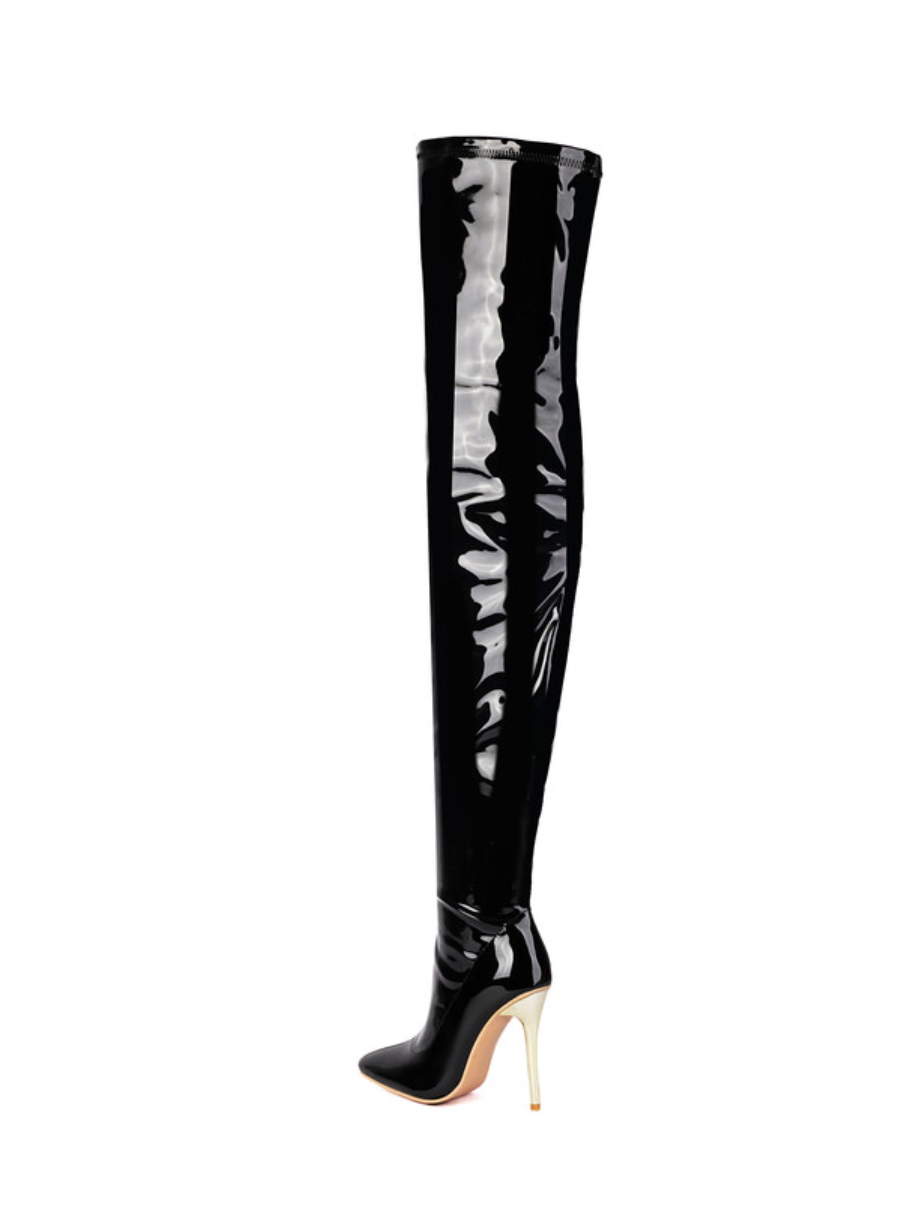 Black Pointed Toe Over-The-Knee Boots Women