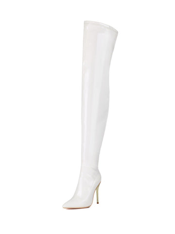 White Stielttos Over-The-Knee Boots Women