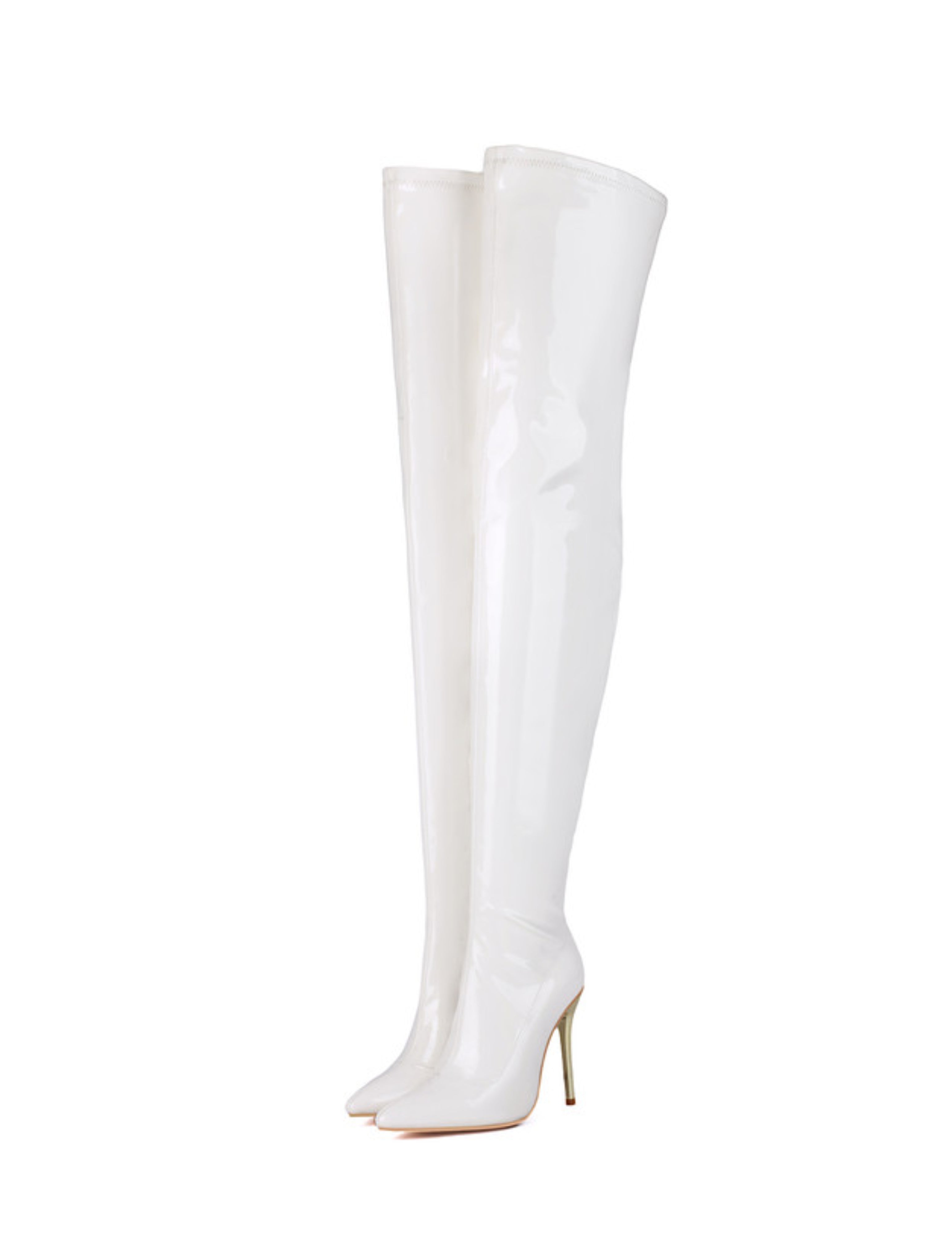 White Stielttos Over-The-Knee Boots Women