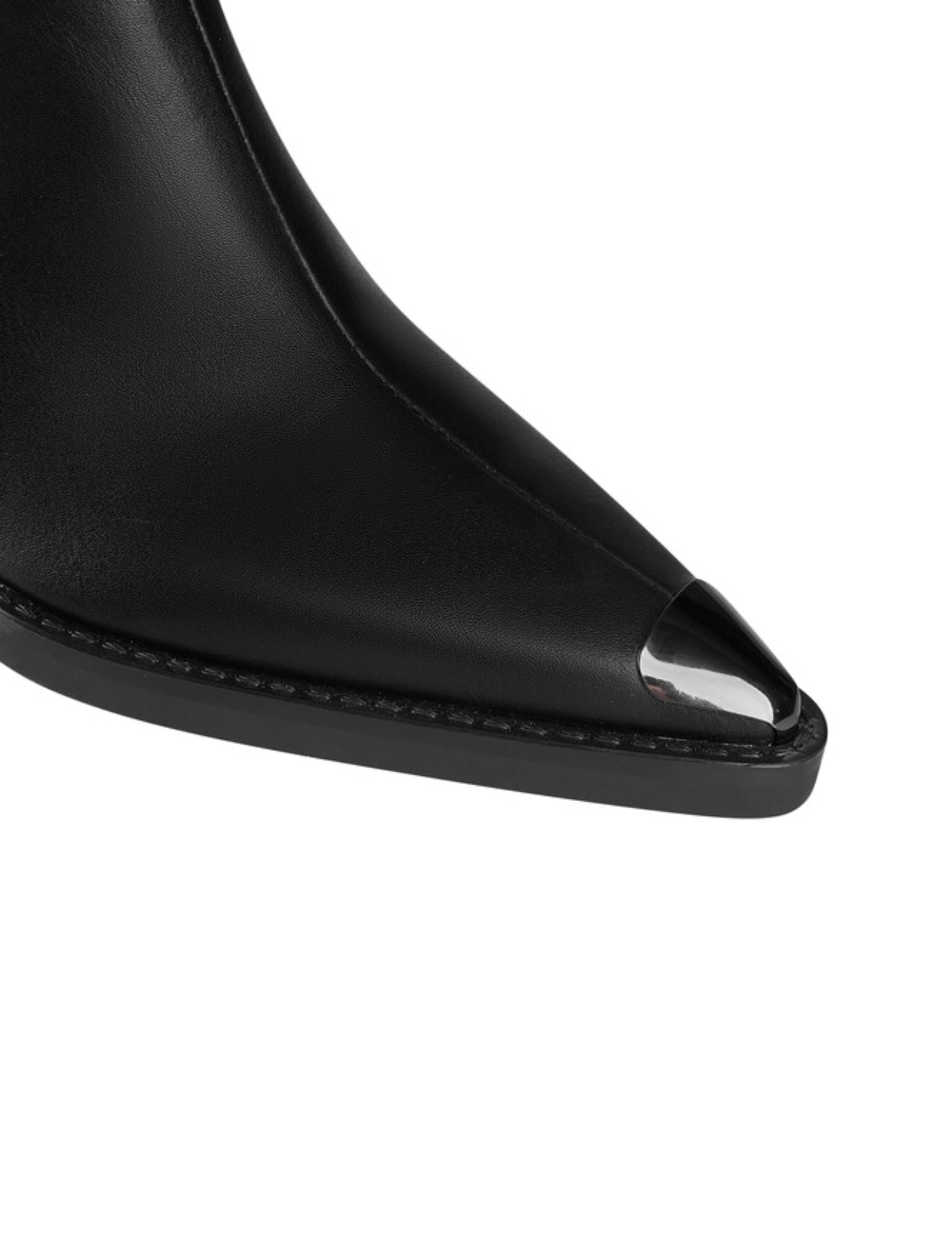 Black Pointed Toe Knee-High Cowgirl Boots for Women