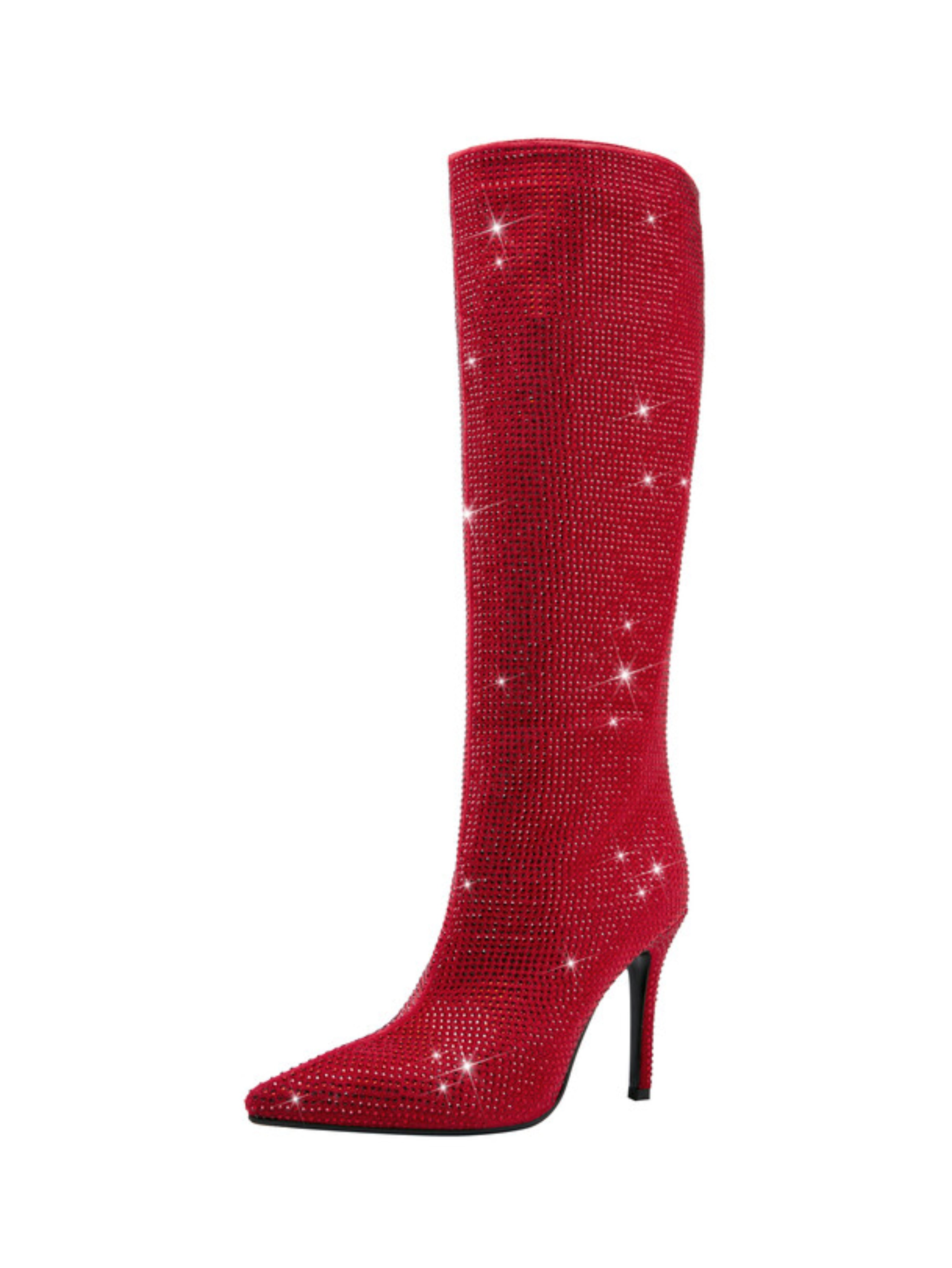 Red Glitter Over-The-Knee Boots Women
