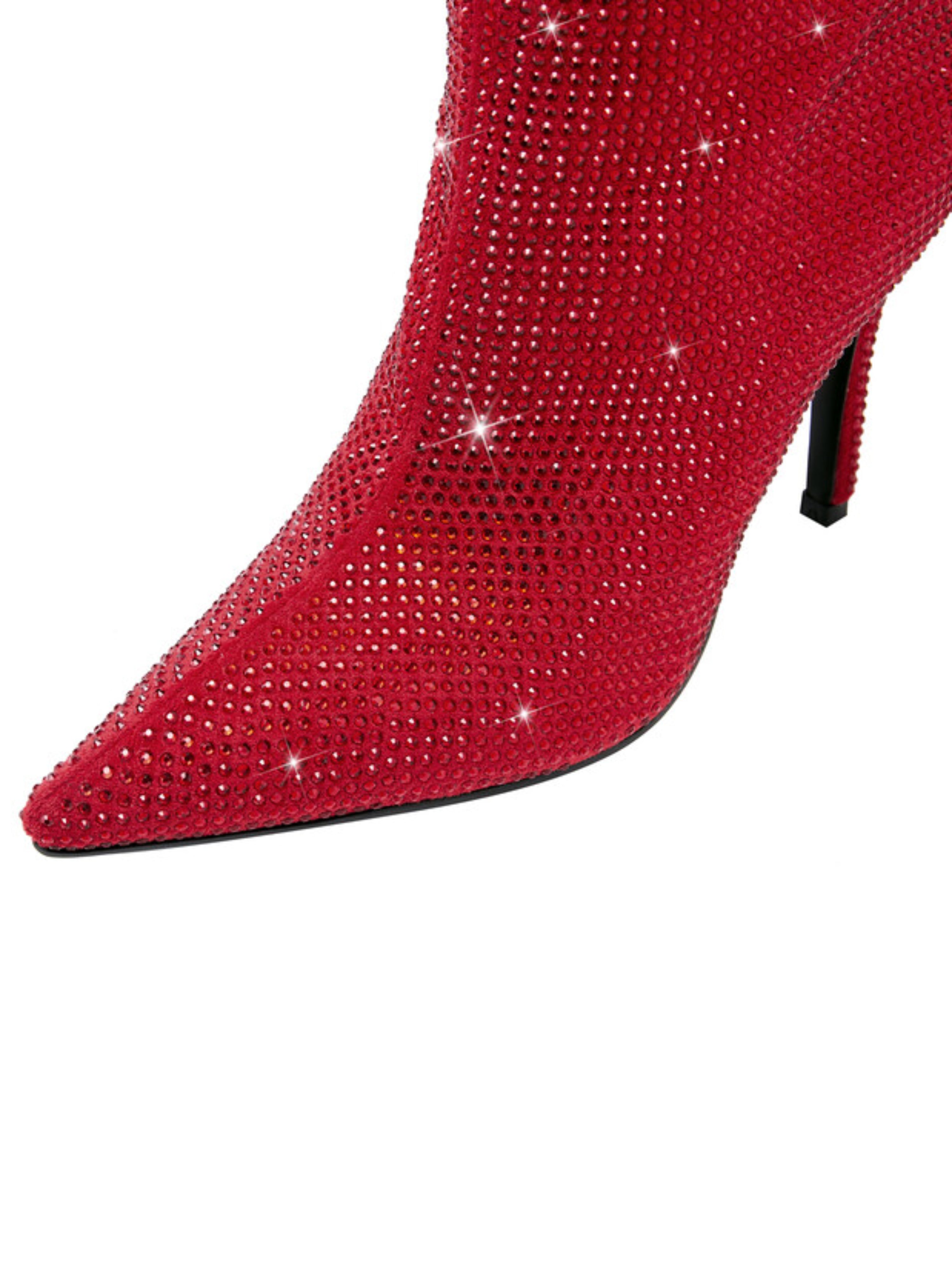 Red Glitter Over-The-Knee Boots Women