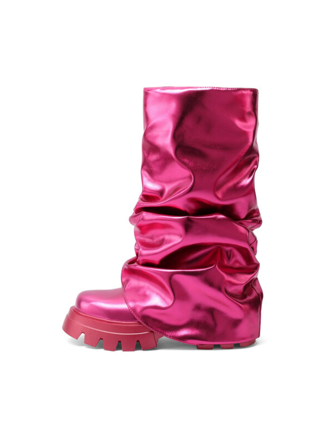 Fucshia Fold Over Platform Women's Long Boots
