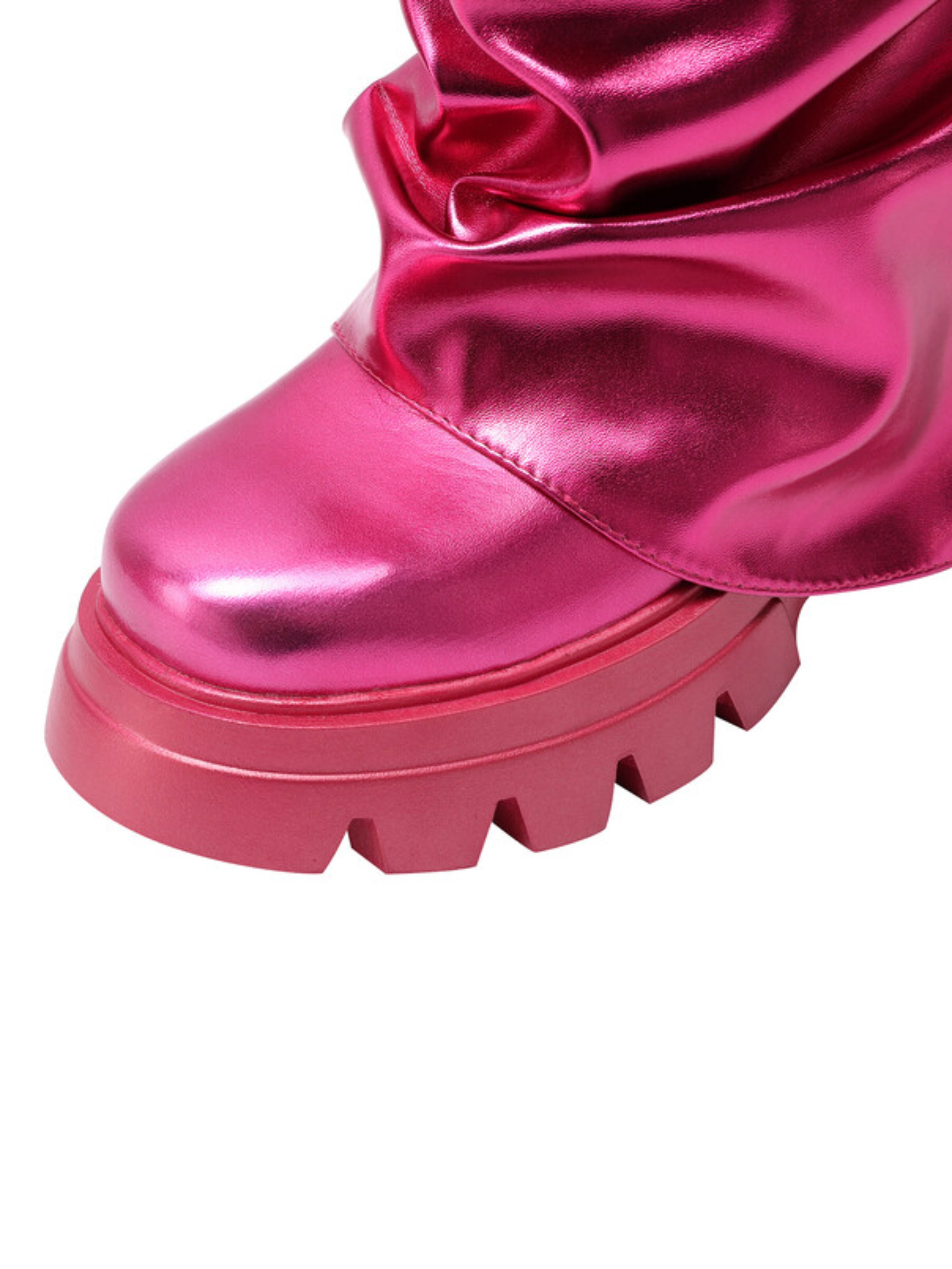 Fucshia Fold Over Platform Women's Long Boots