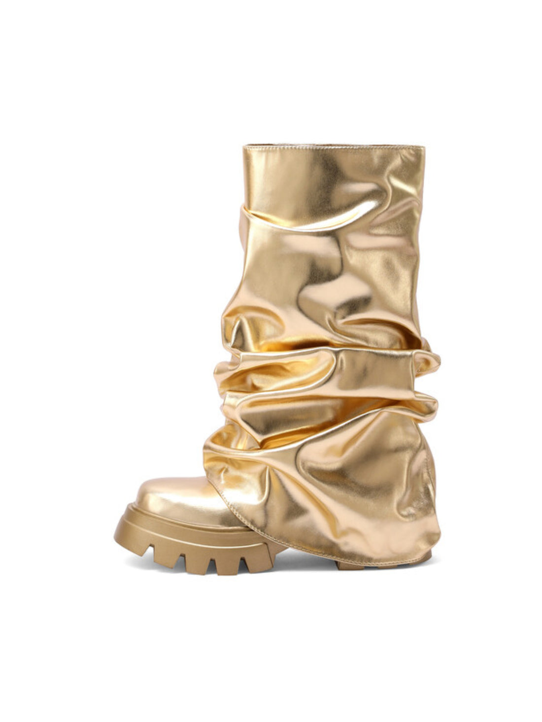 Gold Platfrom Slouchy Tall Boots for Women