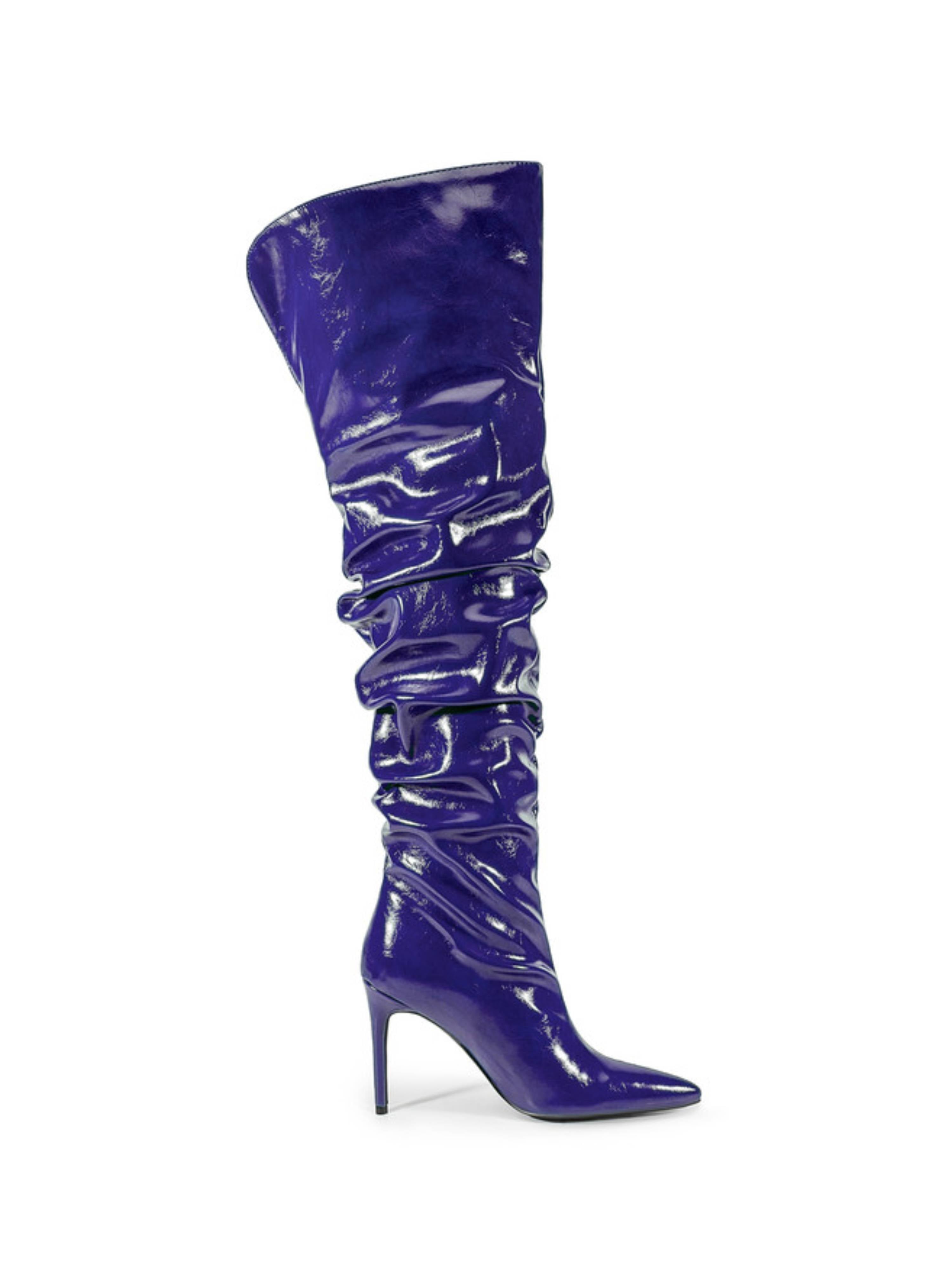 Elegant Deep Blue High-Heel Over-the-Knee High Boots