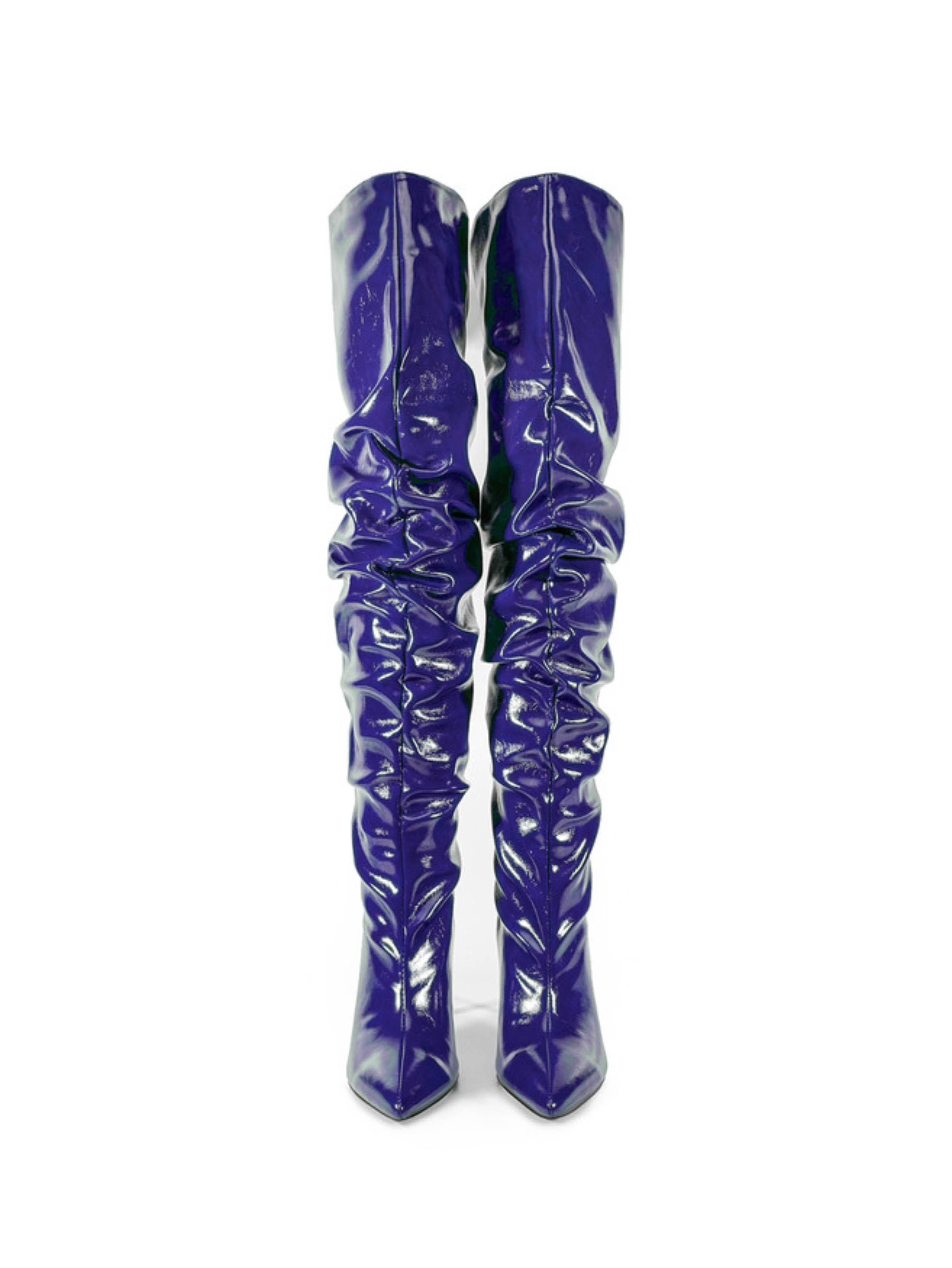 Elegant Deep Blue High-Heel Over-the-Knee High Boots