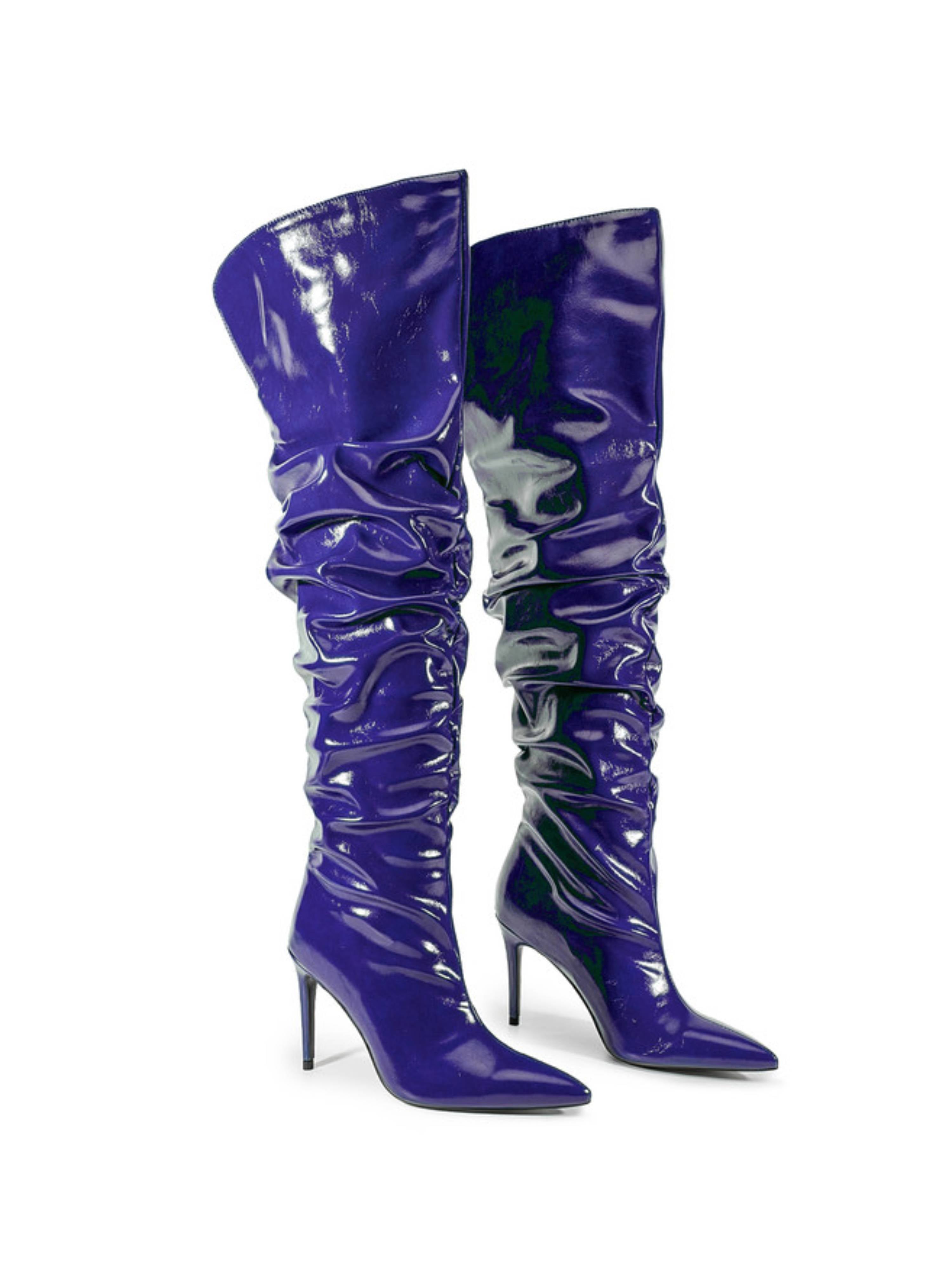 Elegant Deep Blue High-Heel Over-the-Knee High Boots