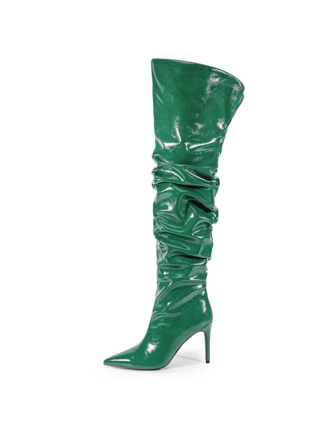 Emerald Green Stiletto Heel Thigh-High Boots for Women